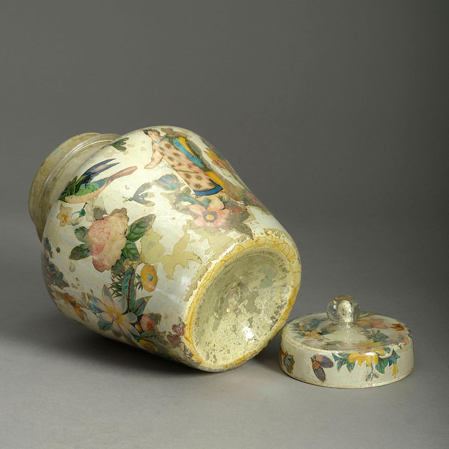 French 19th Century Lidded Decalcomania Vase