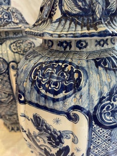 19th Century Lidded Delft Jars - Set of 2