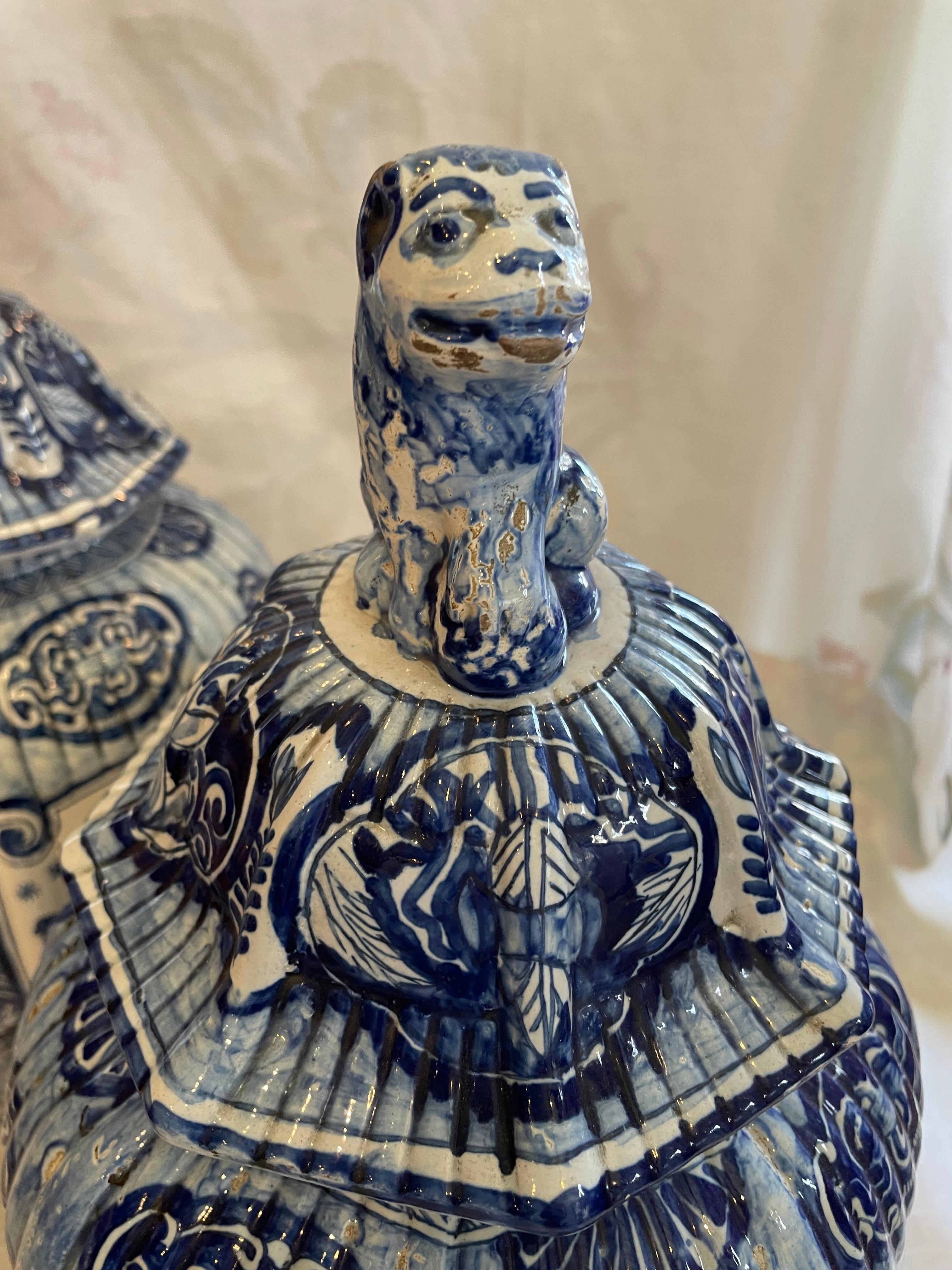 Barattoli con coperchio di Delft del XIX secolo - Set di 2 in vendita 1