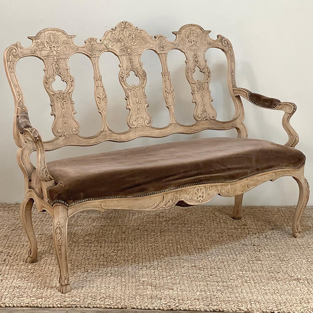 19th Century Liegoise Louis XIV Canape ~ Settee is a marvelous work of the furniture maker's art!  Crafted from dense, old-growth indigenous white oak by the master artisans of Liege known for their quality furnishings for centuries, it features a