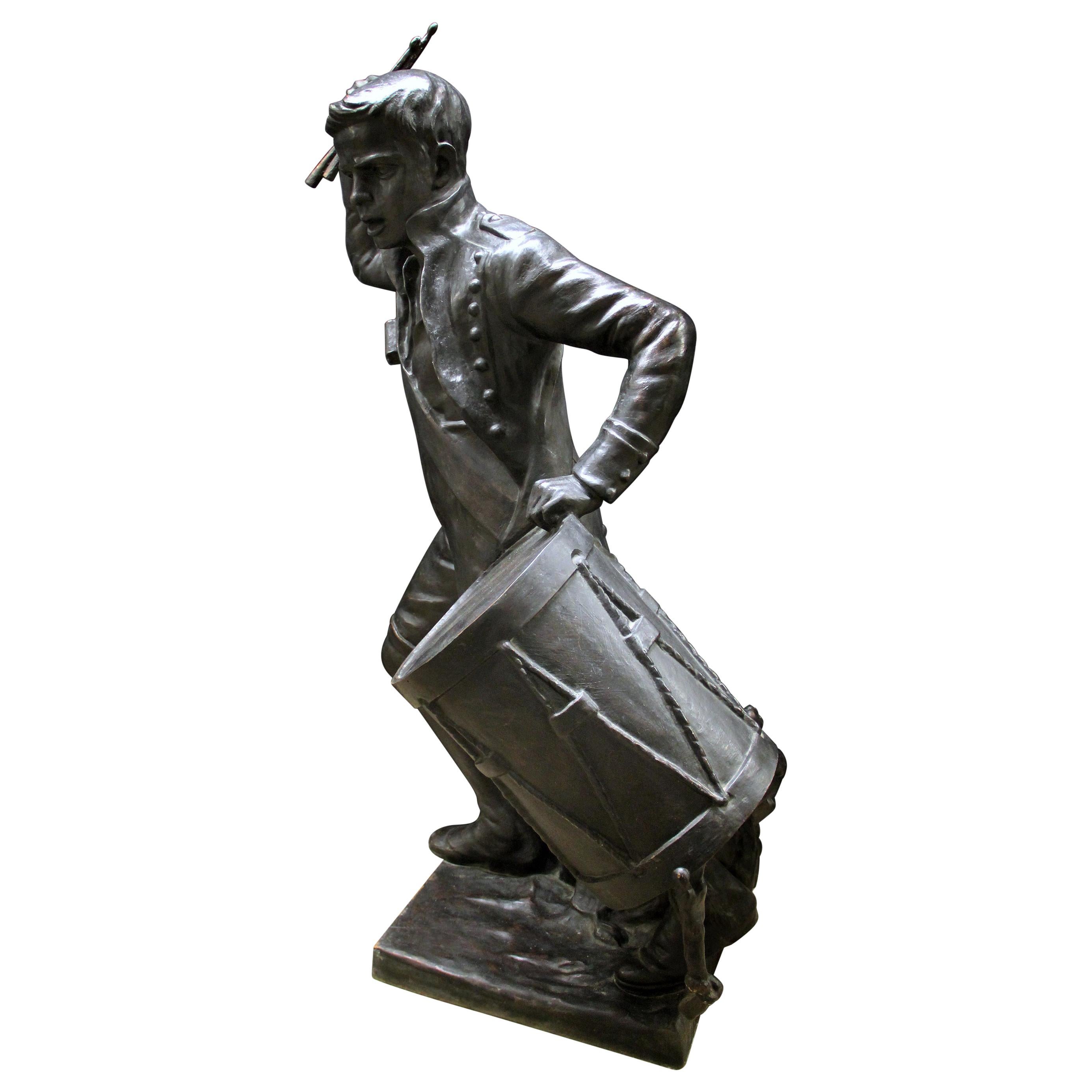 19th Century Life-Size Bronze of a Drummer Boy by Léon Fagel and Amleto Cataldi For Sale