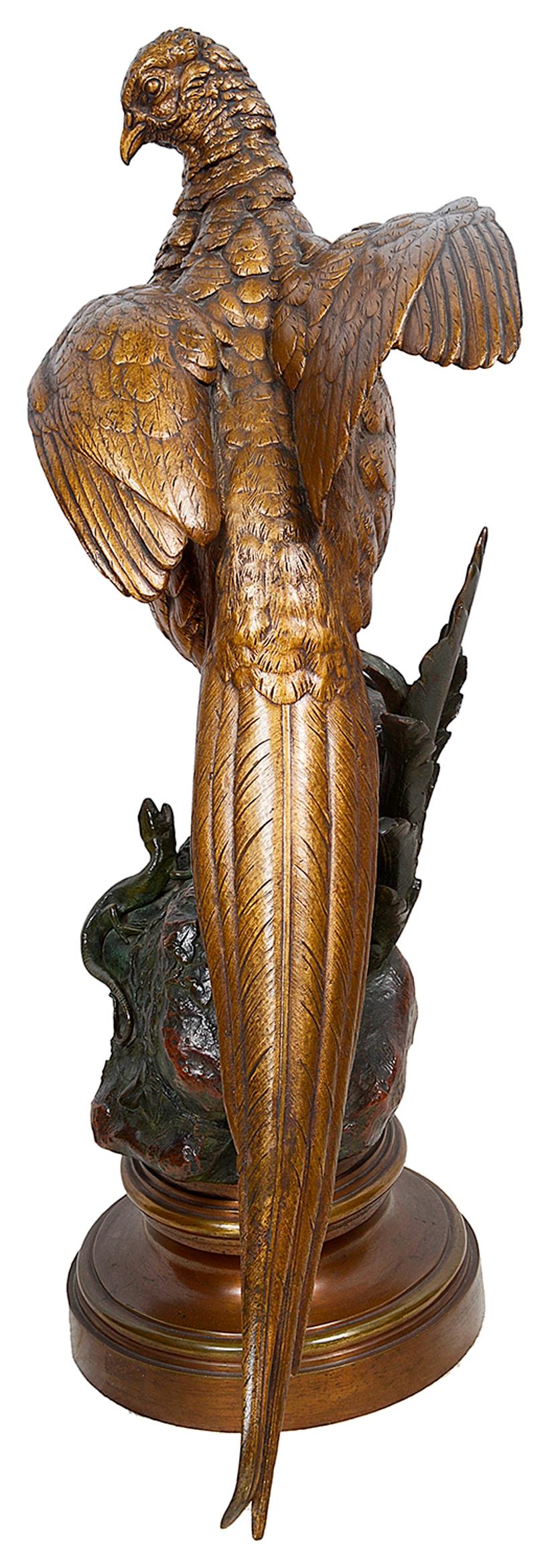 faisan en bronze grandeur nature du 19ème siècle:: par Alfred Dubucand Bon état à Brighton, Sussex