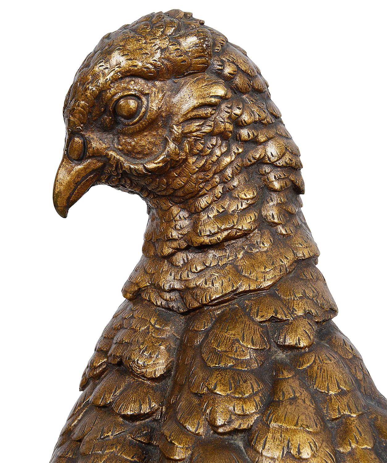 Bronze faisan en bronze grandeur nature du 19ème siècle:: par Alfred Dubucand