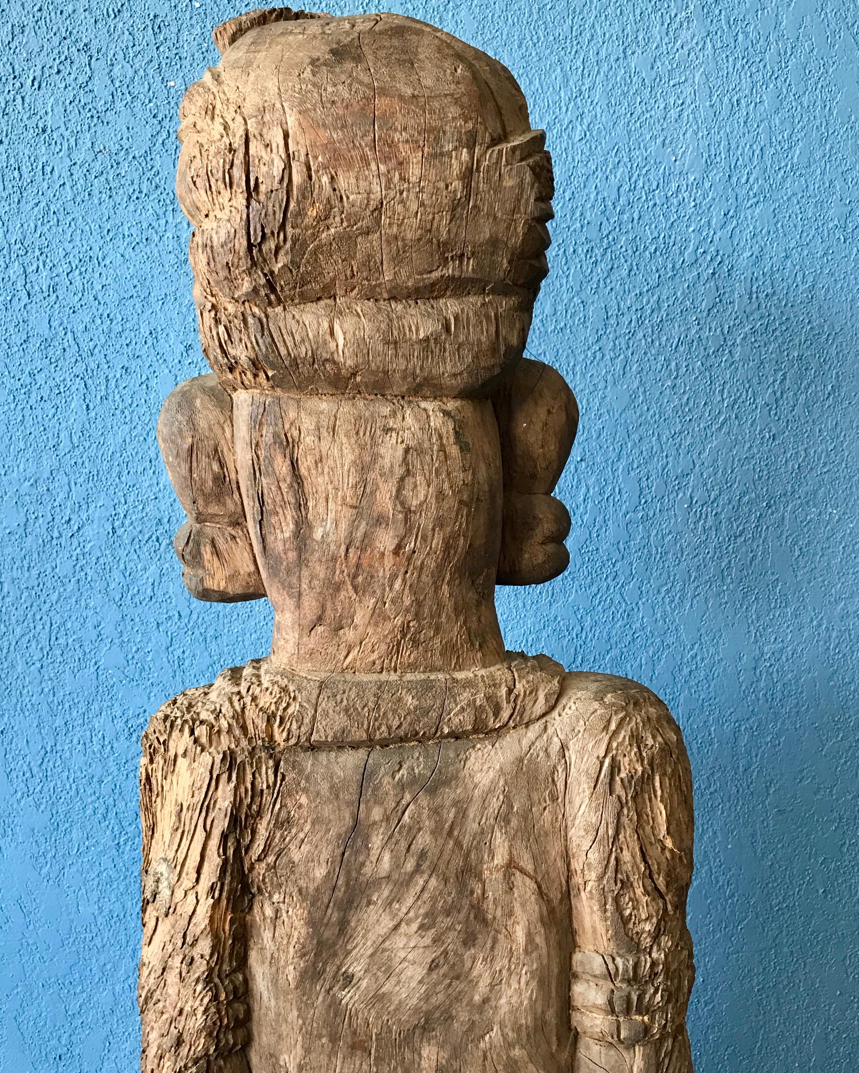 19th Century Life Size Carved Rajasthani Palace Guard 9