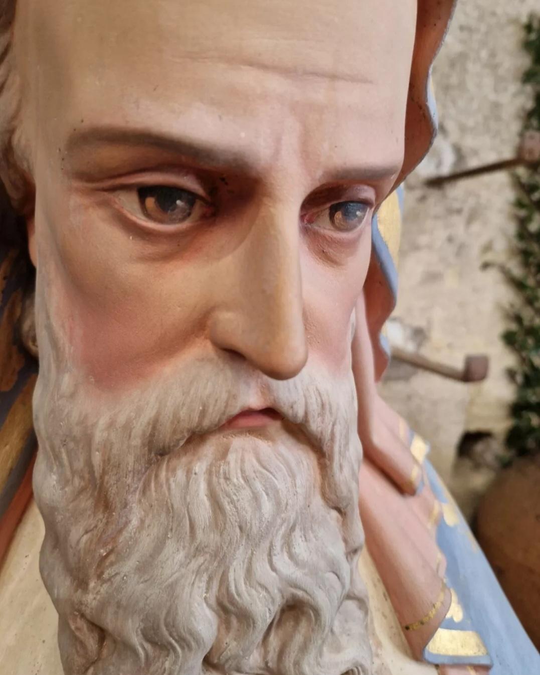 Neoclassico Statua religiosa a grandezza naturale di San Joaquin del XIX secolo in vendita