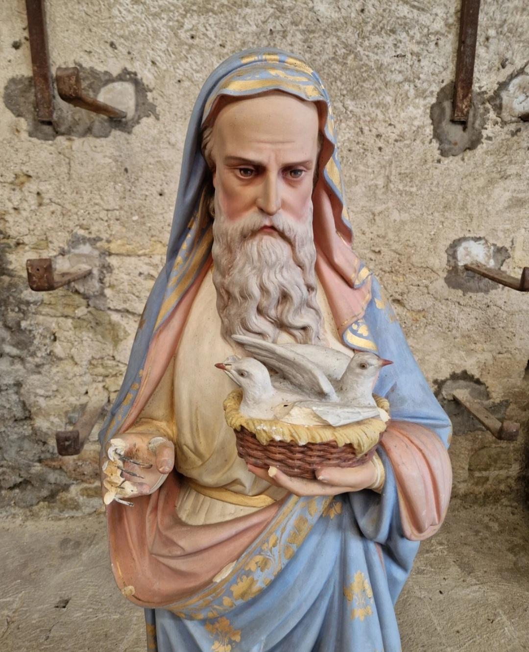 Intonaco Statua religiosa a grandezza naturale di San Joaquin del XIX secolo in vendita