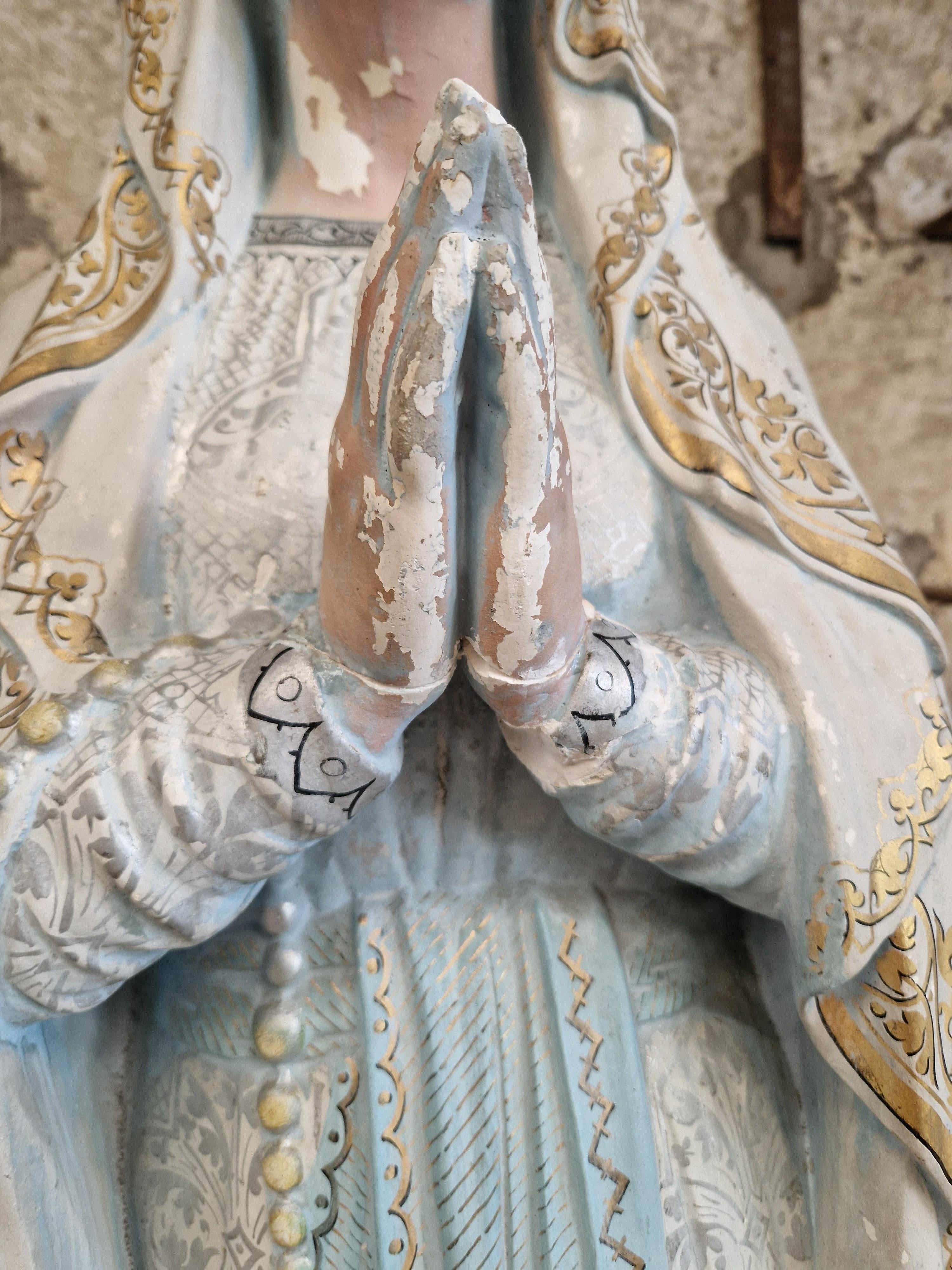 Statue religieuse grandeur nature du 19e siècle Marie de Lourdes  en vente 8