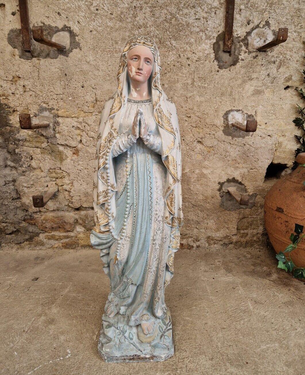 Français Statue religieuse grandeur nature du 19e siècle Marie de Lourdes  en vente