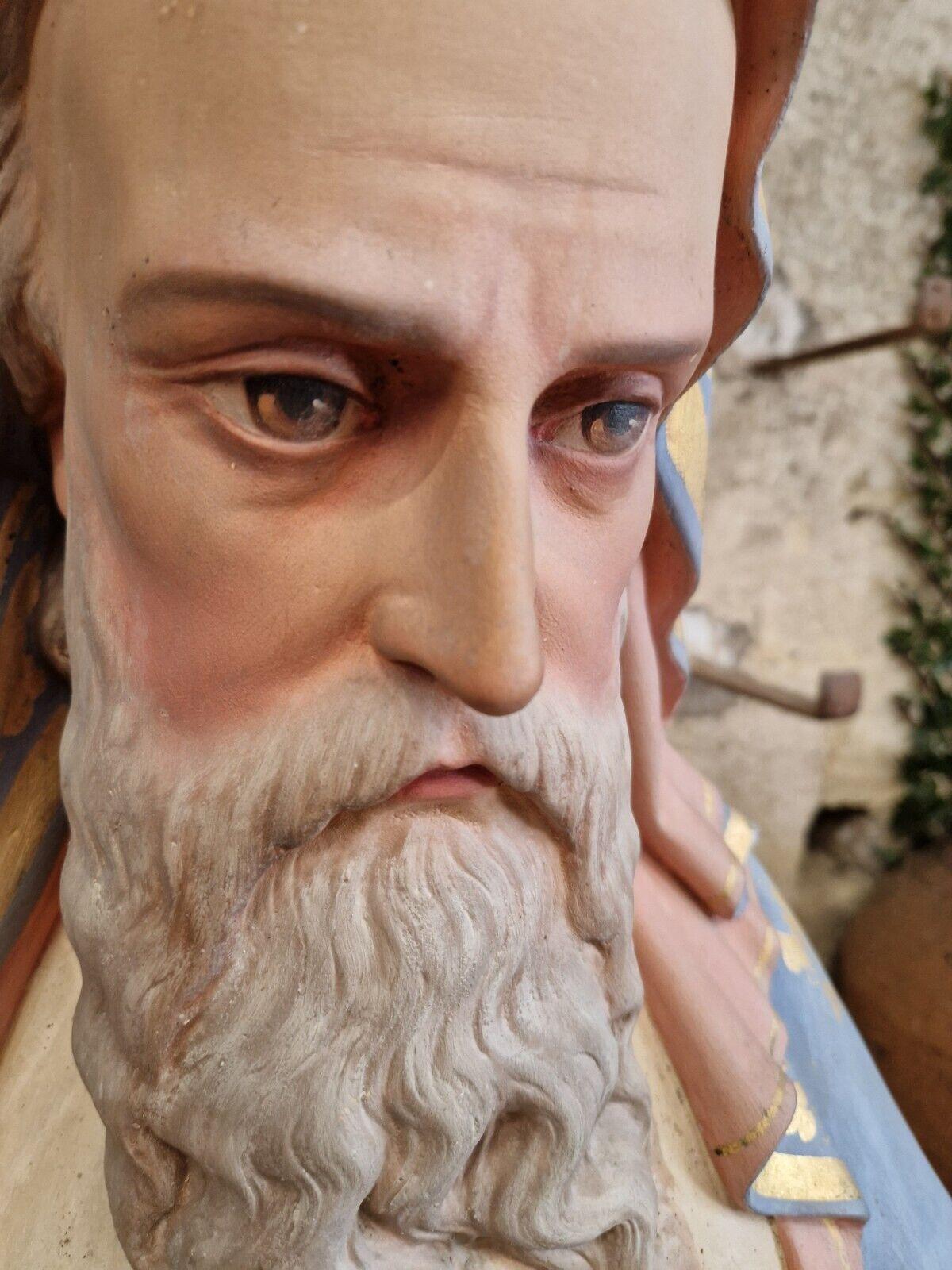 19th Century Life Size Religious Statue Saint Joaquin  In Fair Condition For Sale In Buxton, GB