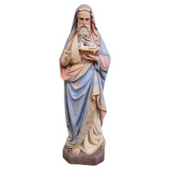 Antique 19th Century Life Size Religious Statue Saint Joaquin 