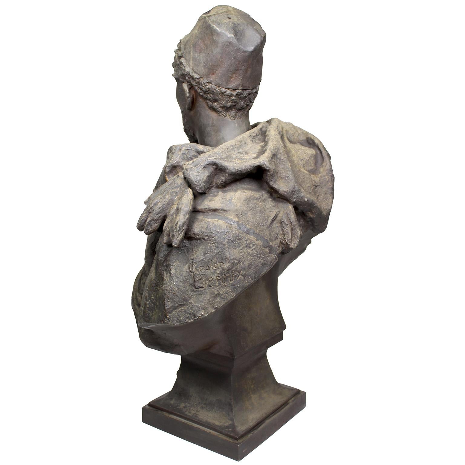 Patiné Buste en bronze grandeur nature d'Othello d'après Gaston Veuvenot Leroux, 19e siècle en vente