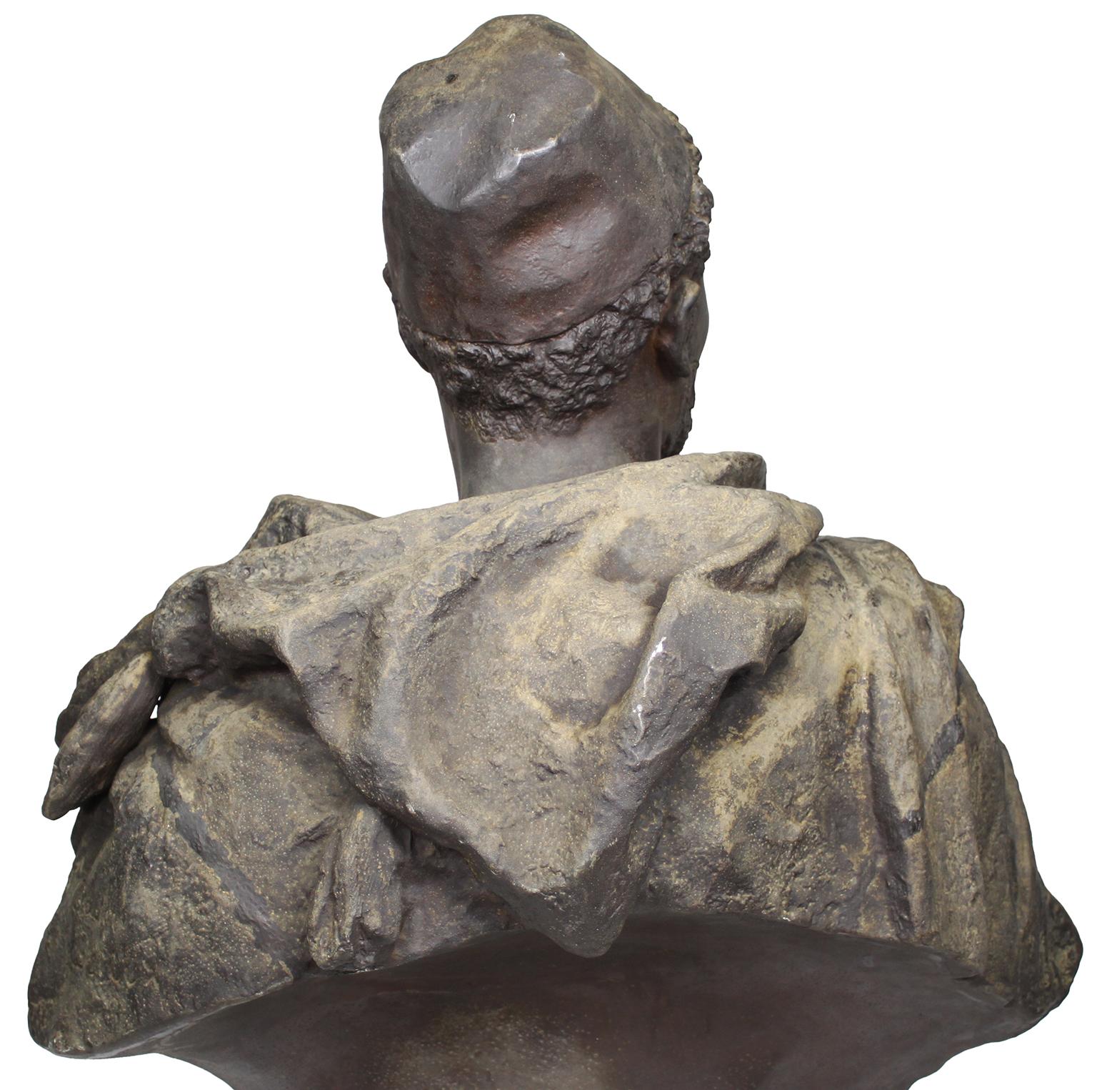 19th Century Lifesize Bronze Bust of Othello after Gaston Veuvenot Leroux  For Sale 10