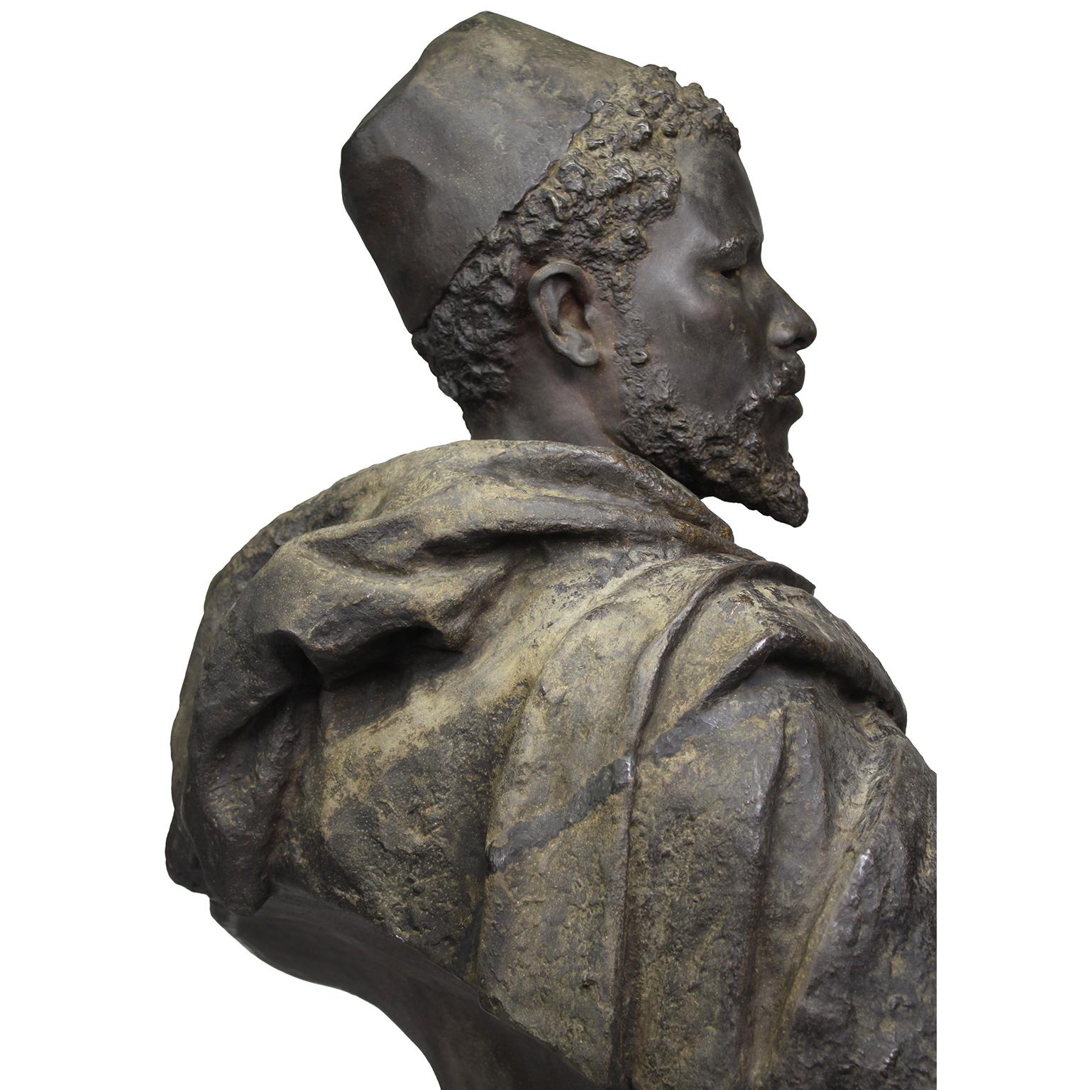 19th Century Lifesize Bronze Bust of Othello after Gaston Veuvenot Leroux  For Sale 6
