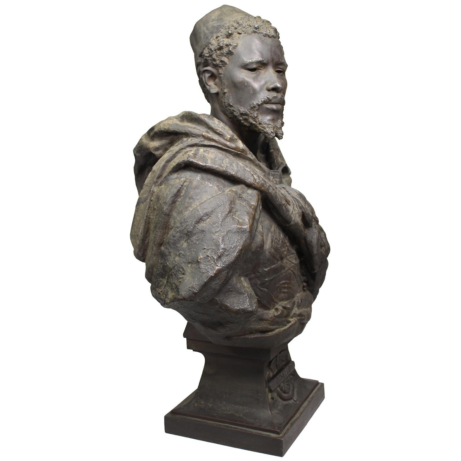 Français Buste en bronze grandeur nature d'Othello d'après Gaston Veuvenot Leroux, 19e siècle  en vente