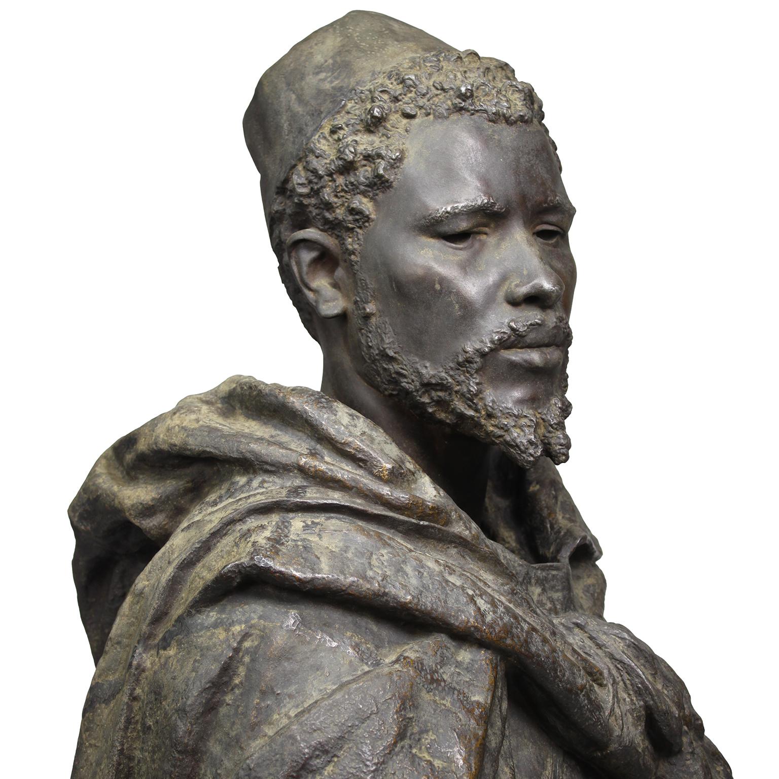 19th Century Lifesize Bronze Bust of Othello after Gaston Veuvenot Leroux  For Sale 3