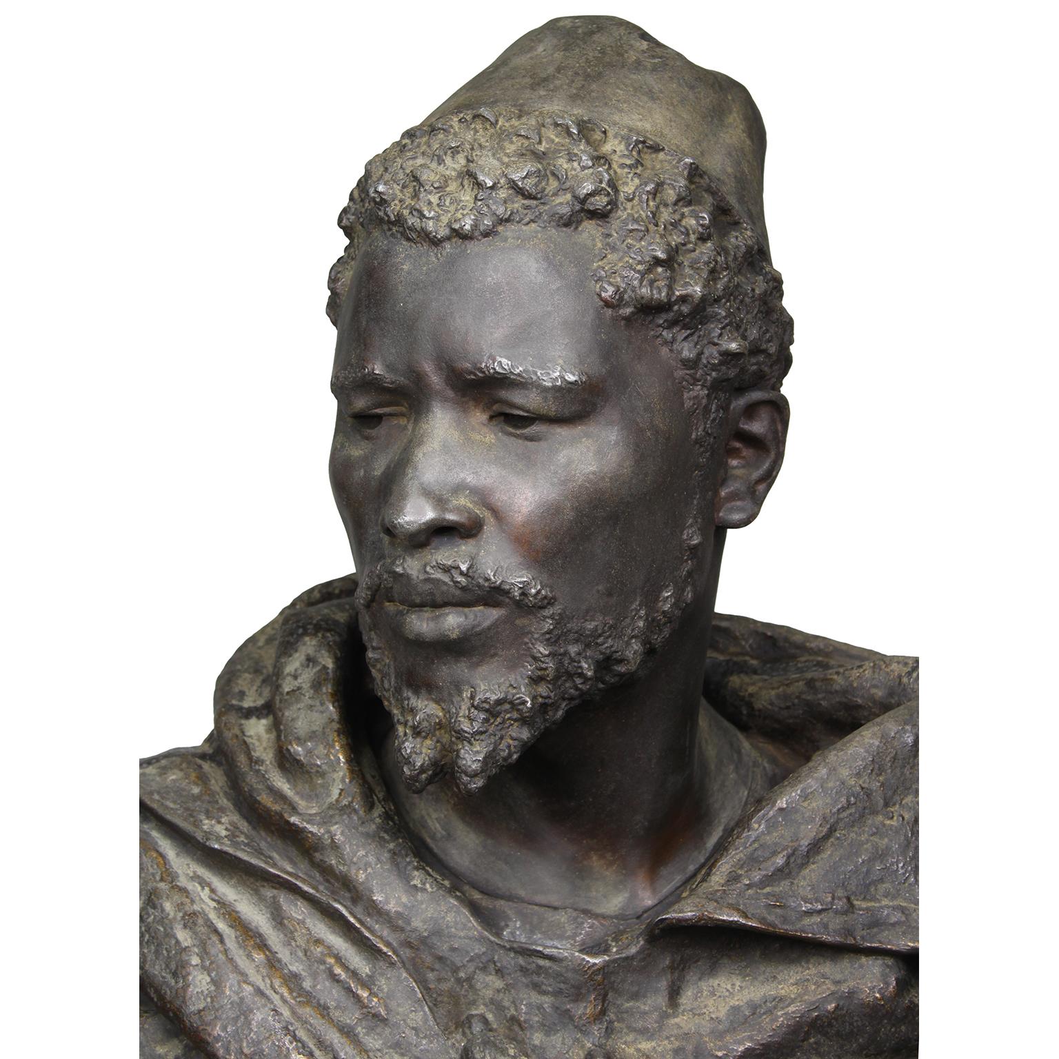 19th Century Lifesize Bronze Bust of Othello after Gaston Veuvenot Leroux  For Sale 1