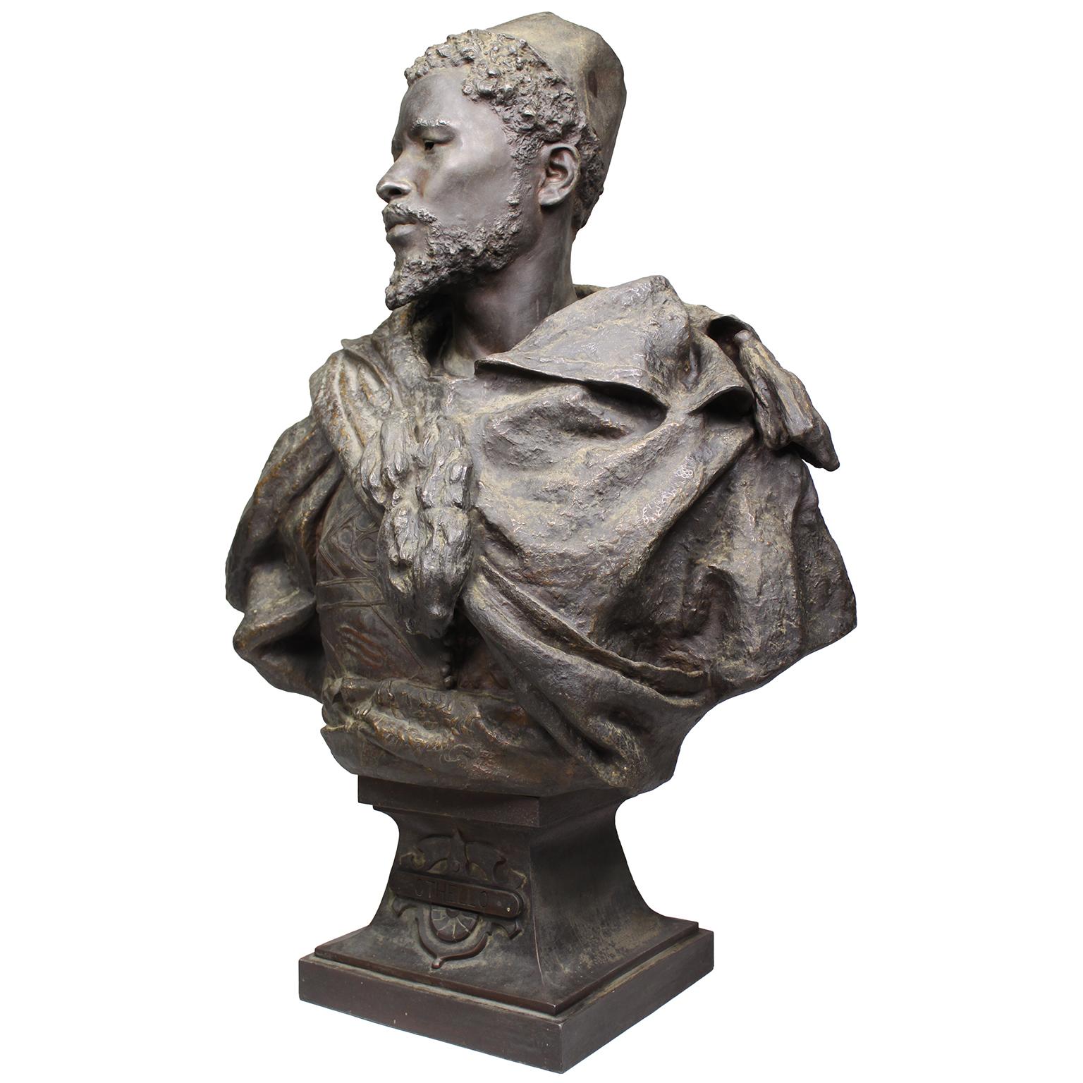 Mauresque Buste en bronze grandeur nature d'Othello d'après Gaston Veuvenot Leroux, 19e siècle  en vente