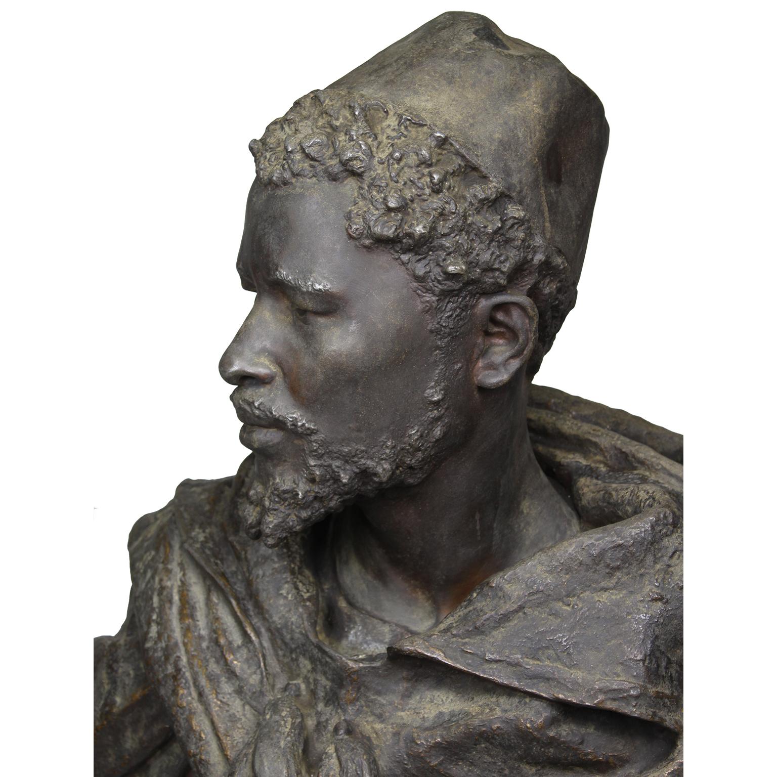 19th Century Lifesize Bronze Bust of Othello after Gaston Veuvenot Leroux  For Sale 4