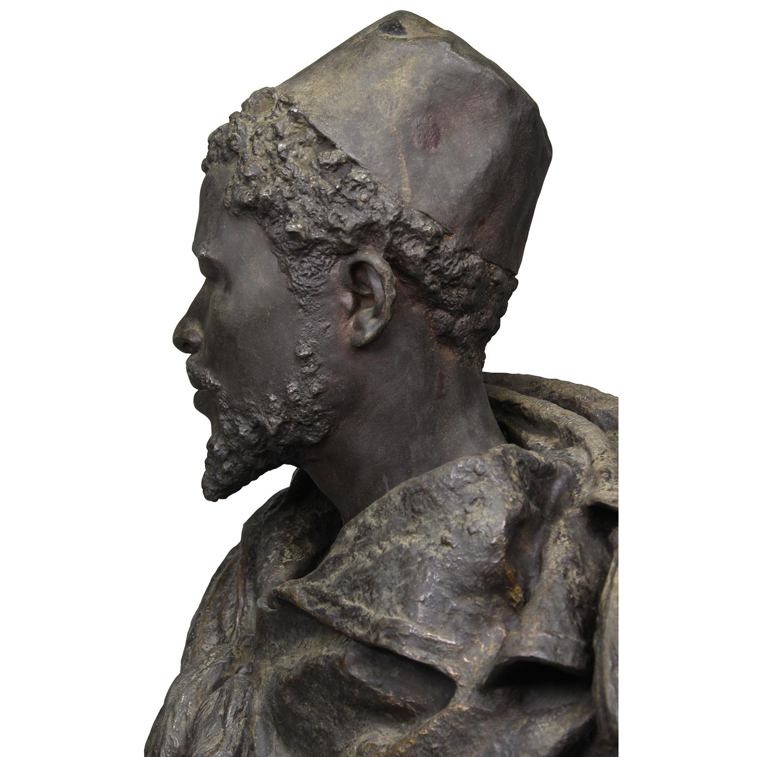 19th Century Lifesize Bronze Bust of Othello after Gaston Veuvenot Leroux  For Sale 5