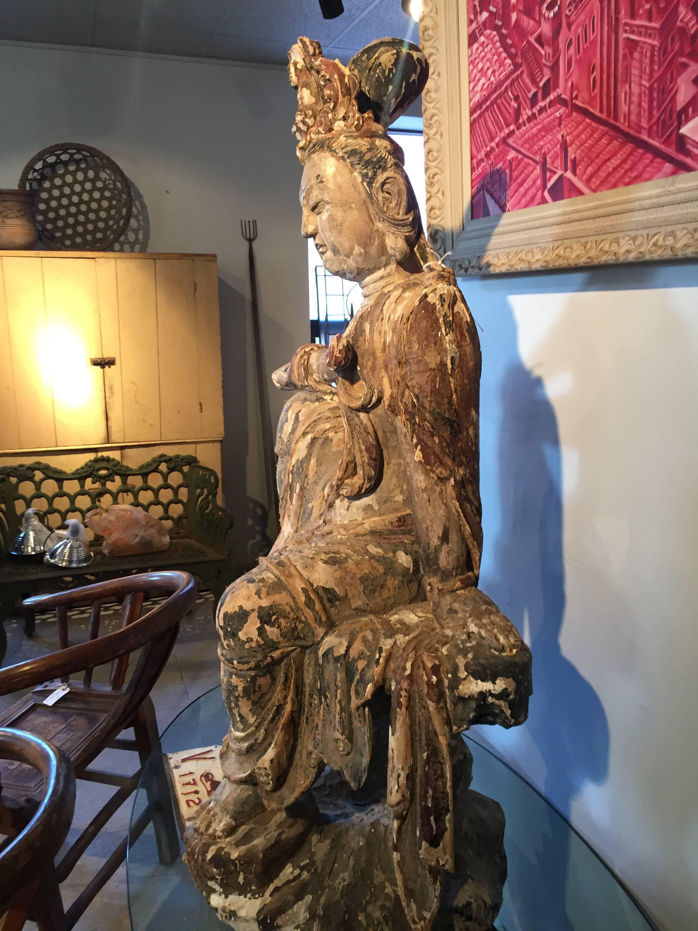 19th century carved lifesize size Buddha from China.