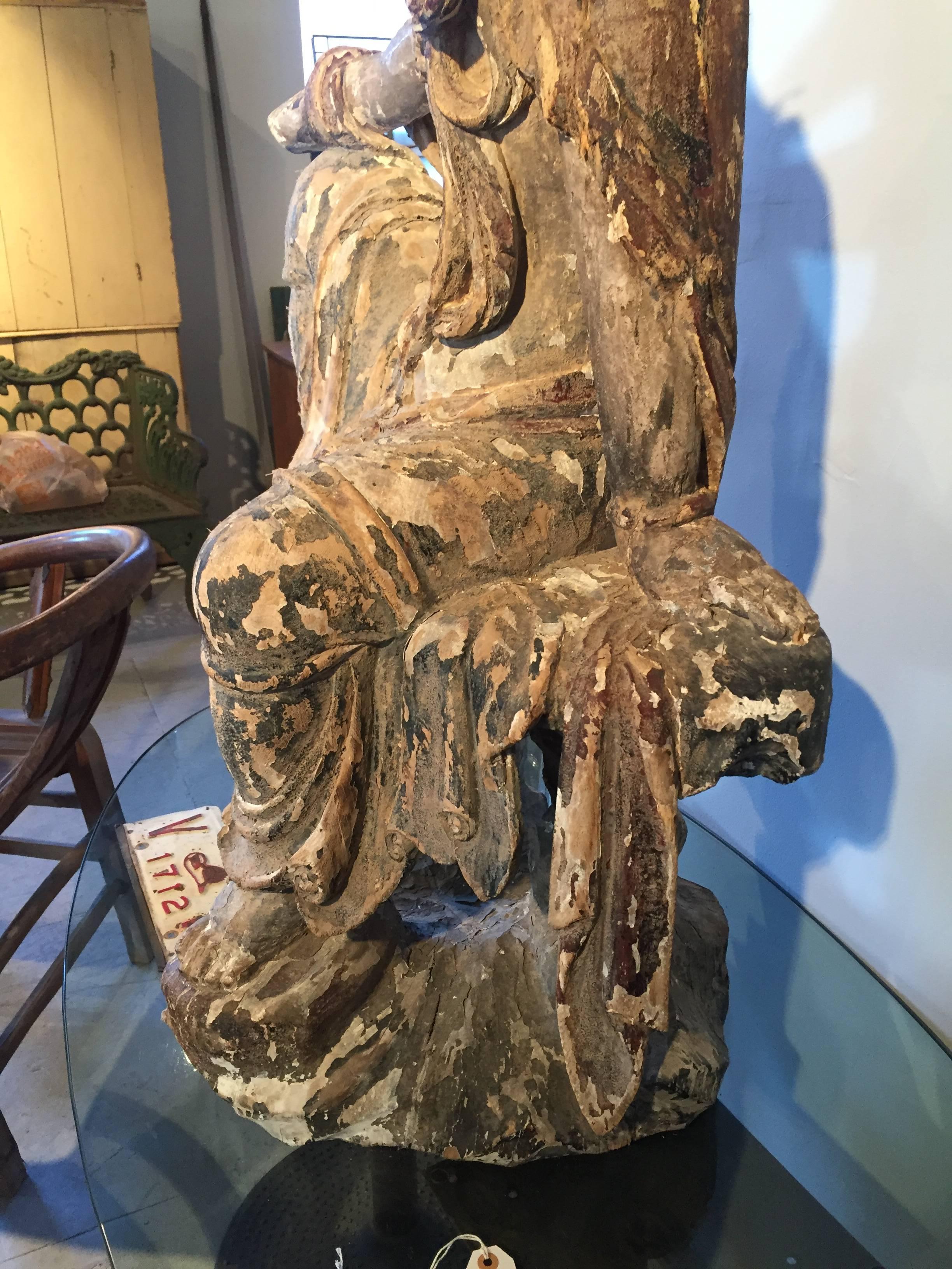 19th Century Lifesize Wooden Buddha For Sale 3