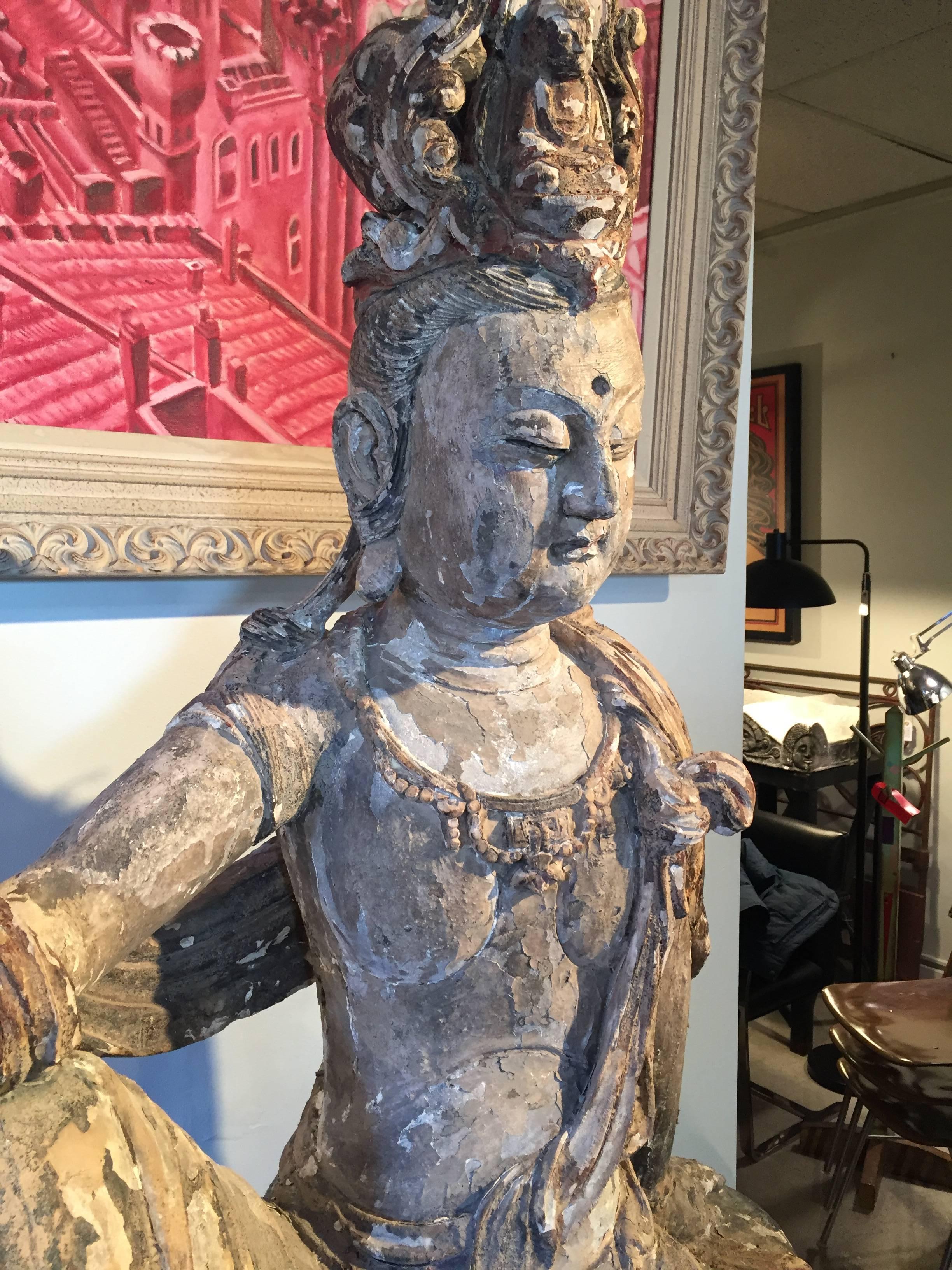 19th Century Lifesize Wooden Buddha For Sale 5