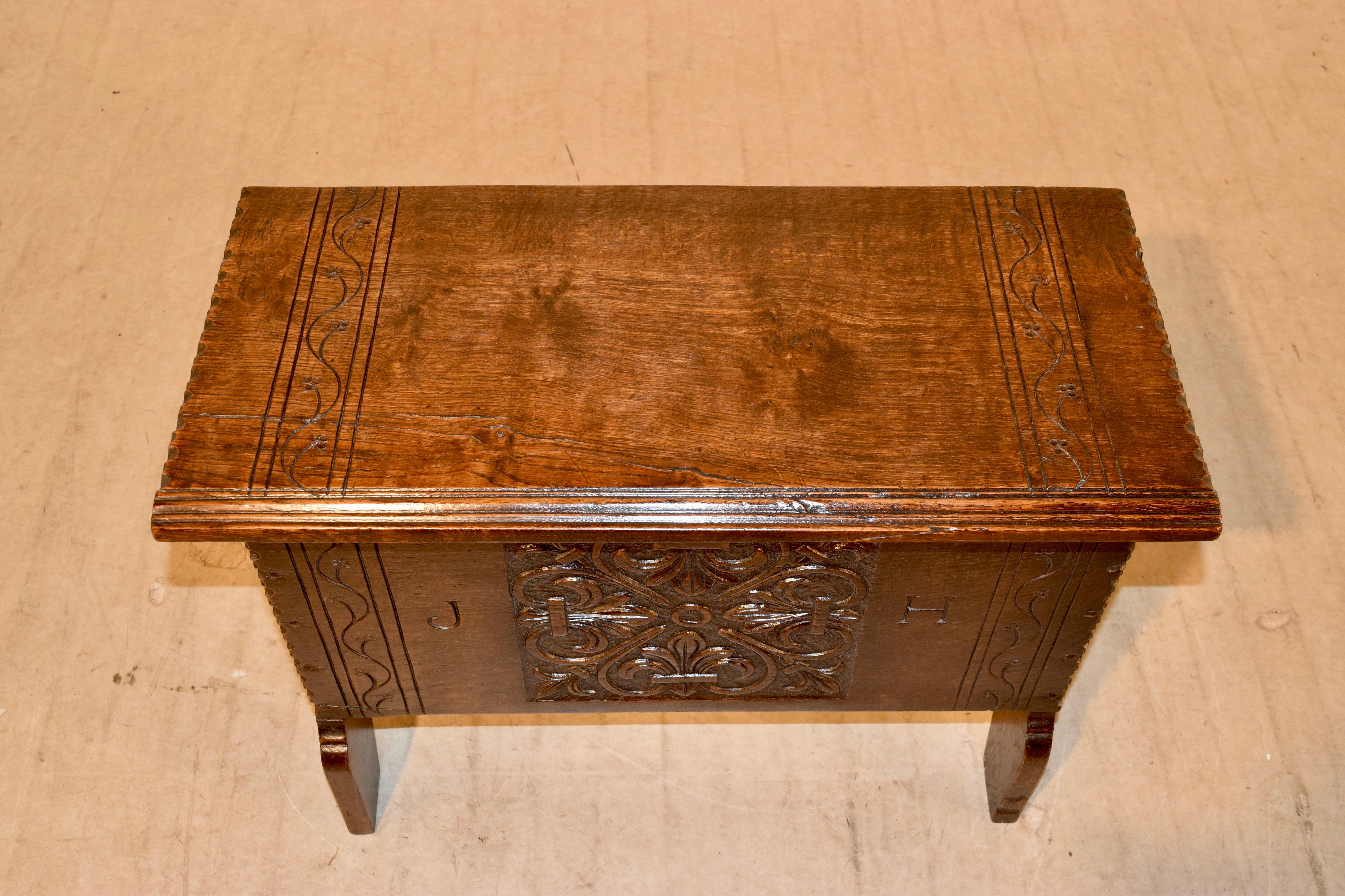 Hand-Carved 19th Century Lift Top Stool