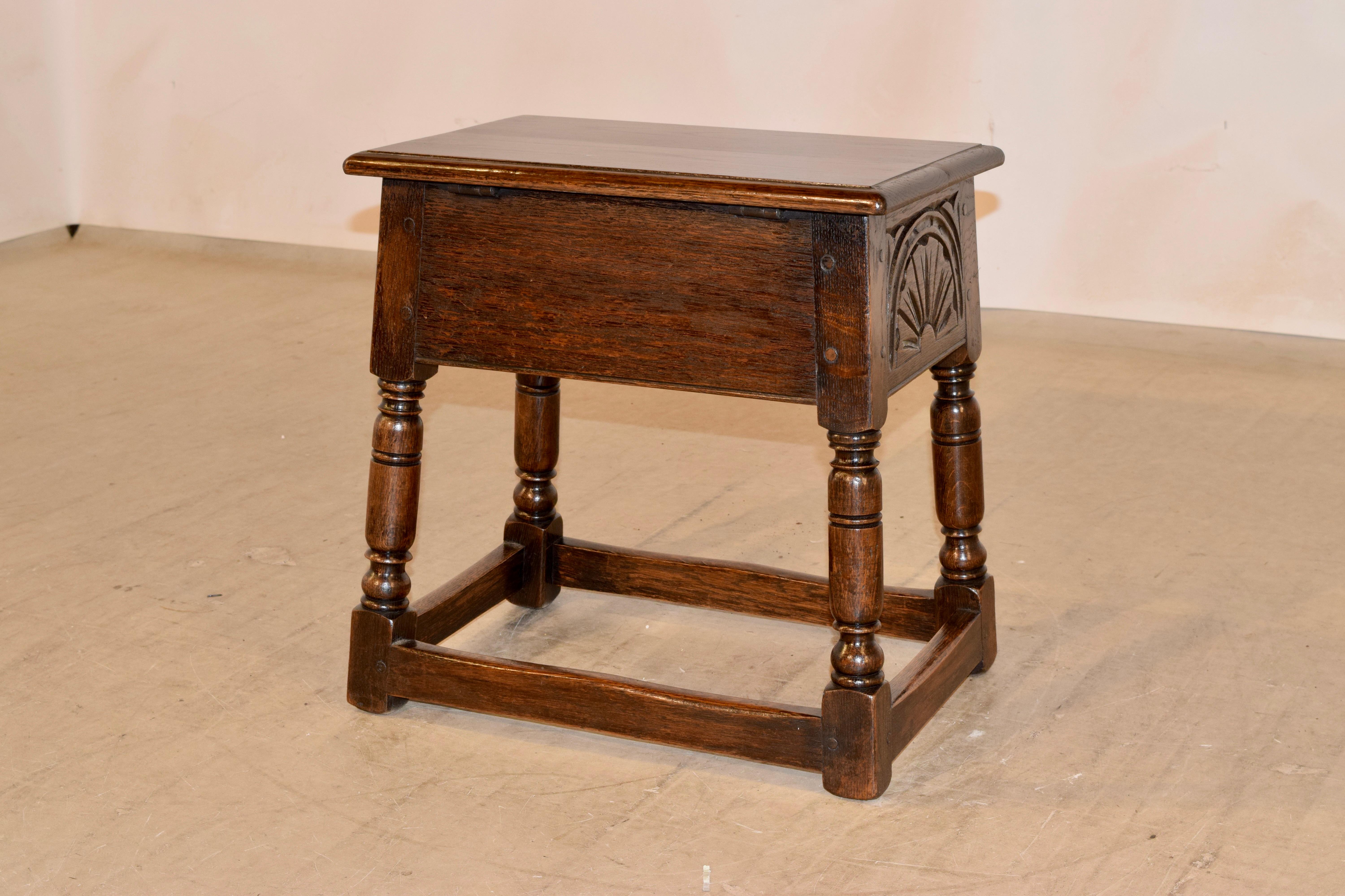 Hand-Carved 19th Century Lift Top Stool For Sale