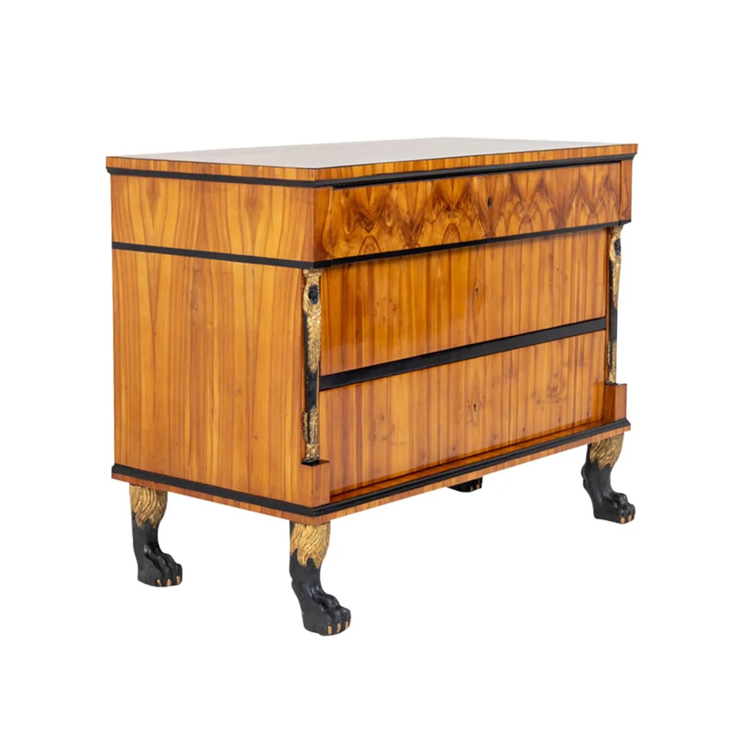 19th Century German Biedermeier Cherrywood Chest of Drawers - Antique Commode In Good Condition For Sale In West Palm Beach, FL