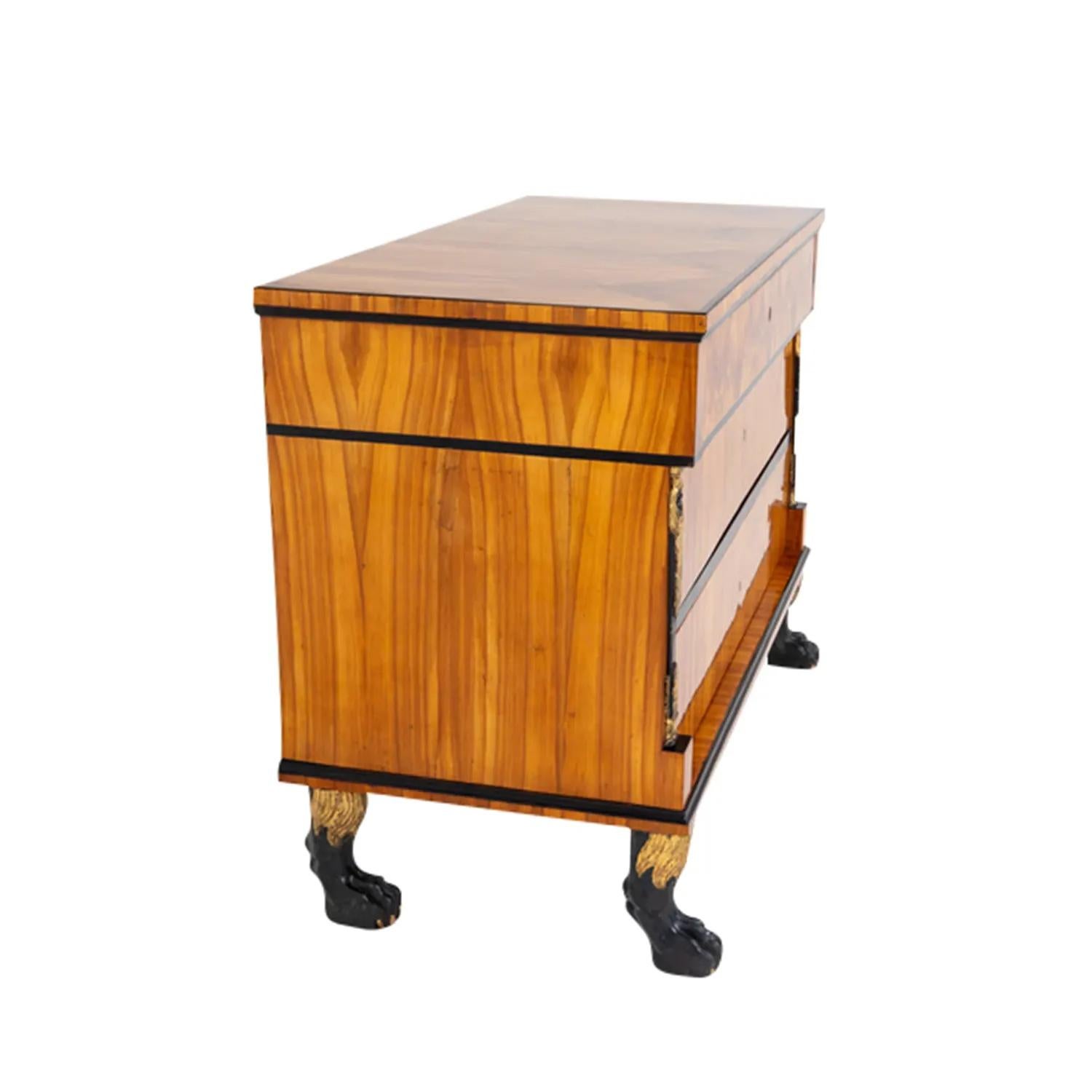 Metal 19th Century German Biedermeier Cherrywood Chest of Drawers - Antique Commode For Sale