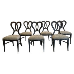 19th Century Light-Brown French Set of Six Provencal Walnut Dining, Side Chairs