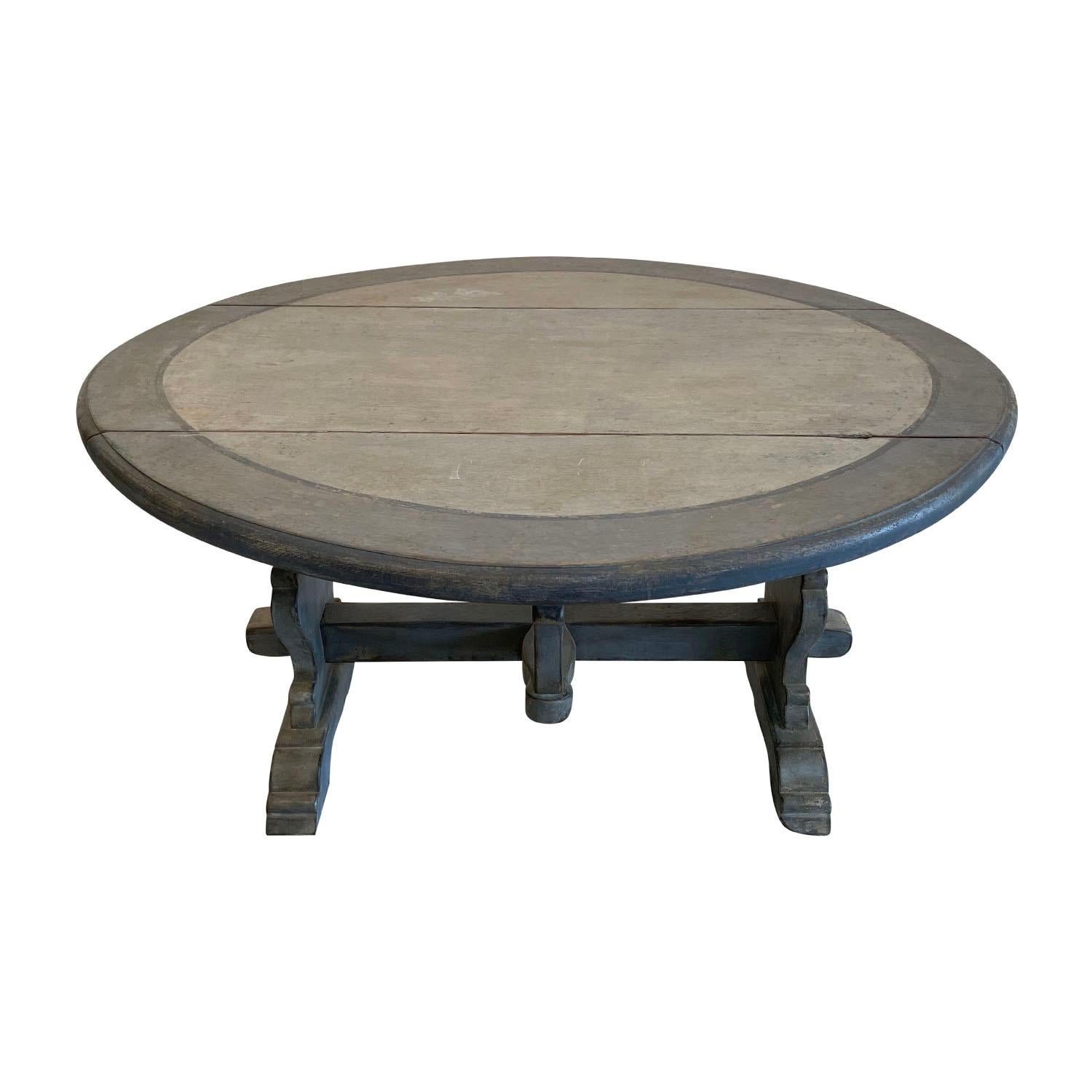Renaissance 19th Century Light-Grey Italian Pinewood Folding Table, Antique Dining Table