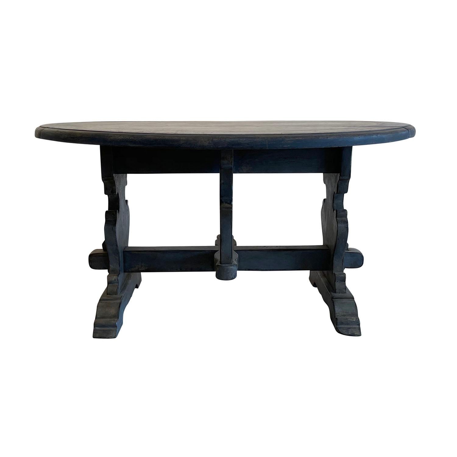 19th Century Light-Grey Italian Pinewood Folding Table, Antique Dining Table 3