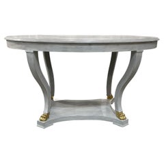 Table de salle à manger gustavienne ovale suédoise du 19ème siècle, gris clair