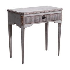 19th Century Light-Grey Swedish Gustavian Pinewood, Bronze Console Table
