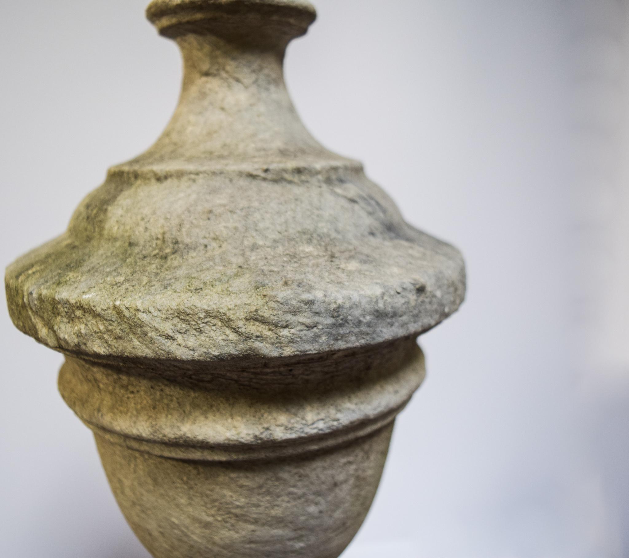 A limestone finial can enhance a garden in an authentic and unique way. This vintage English finial is perfectly weathered and would make a wonderful accent piece for any estate. Vintage limestone is elegant way to enrich an environment, whether it