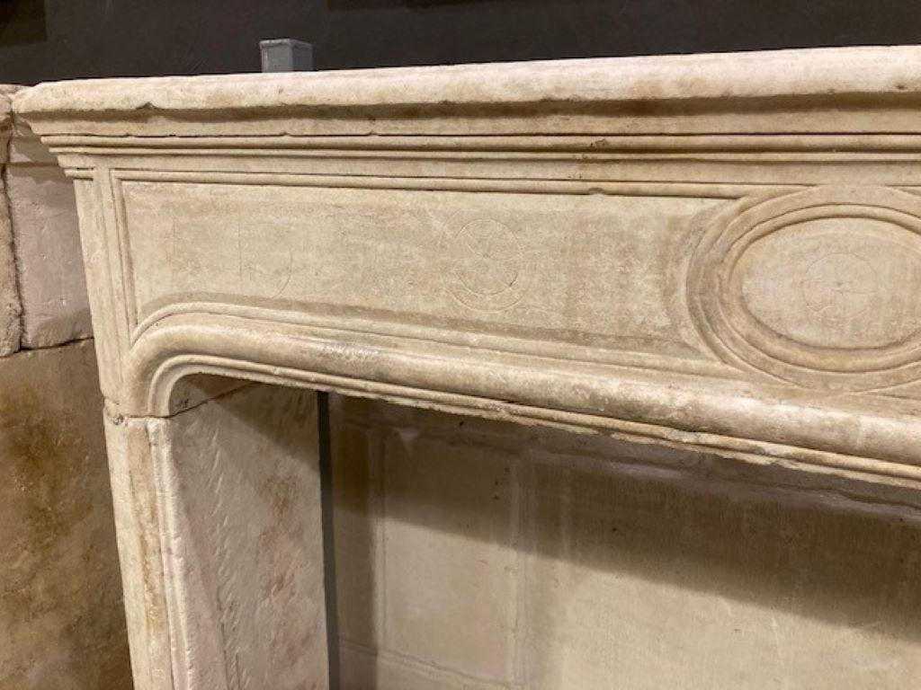 French 19th Century Limestone Fireplace For Sale