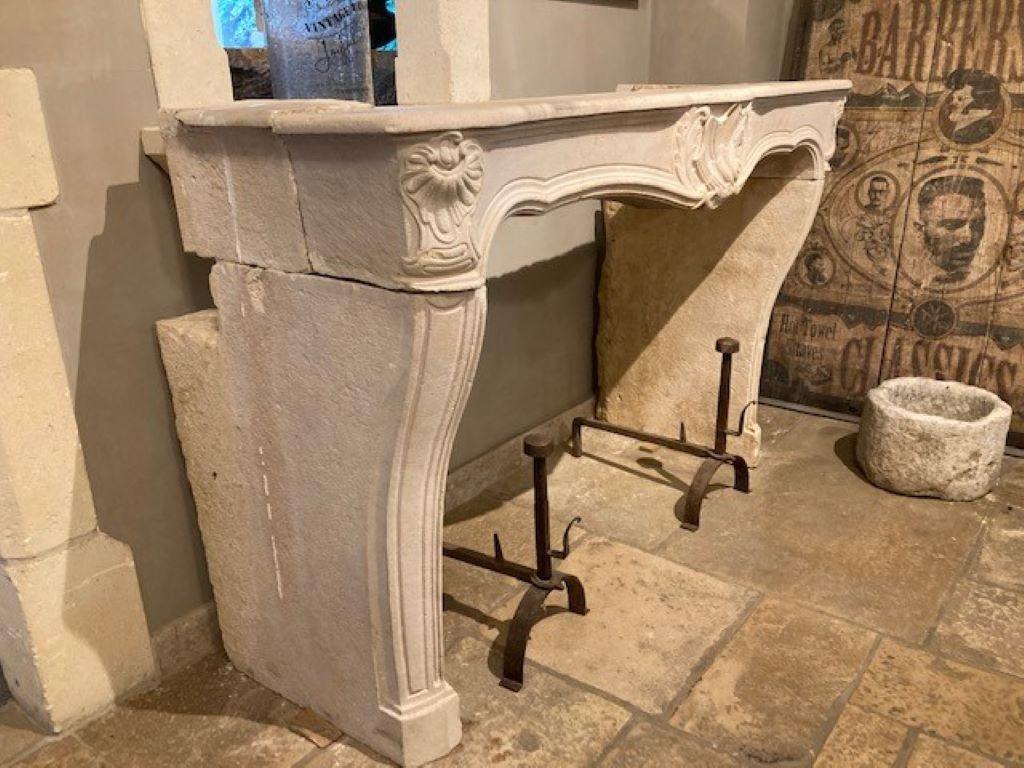 French 19th Century Limestone Fireplace Mantel For Sale
