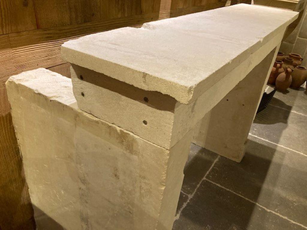 French 19th Century Limestone Fireplace Mantel For Sale