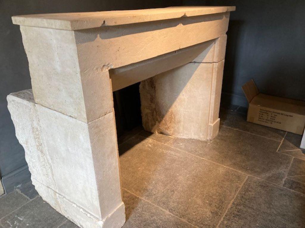 Carved 19th Century Limestone Fireplace Mantel For Sale