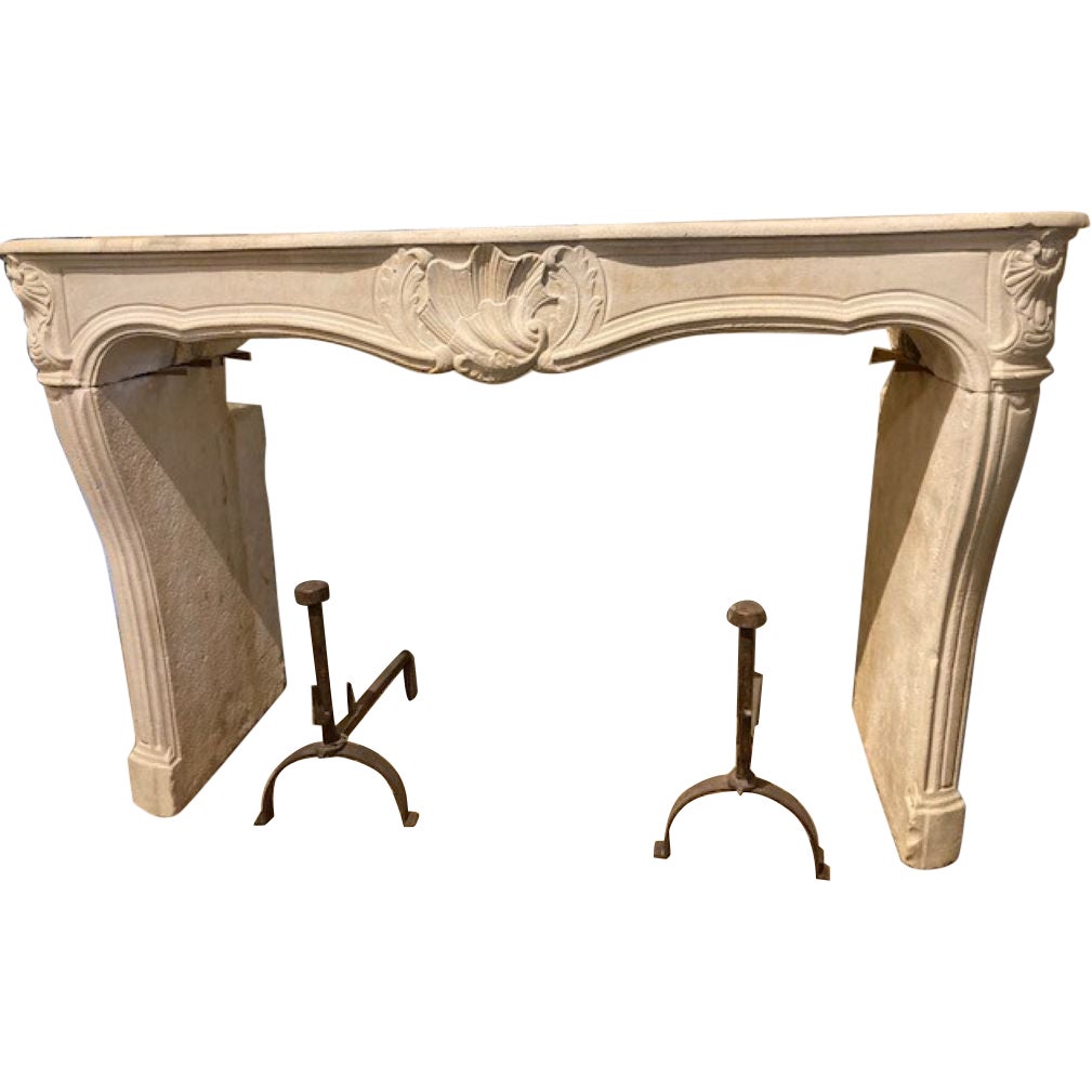 19th Century Limestone Fireplace Mantel