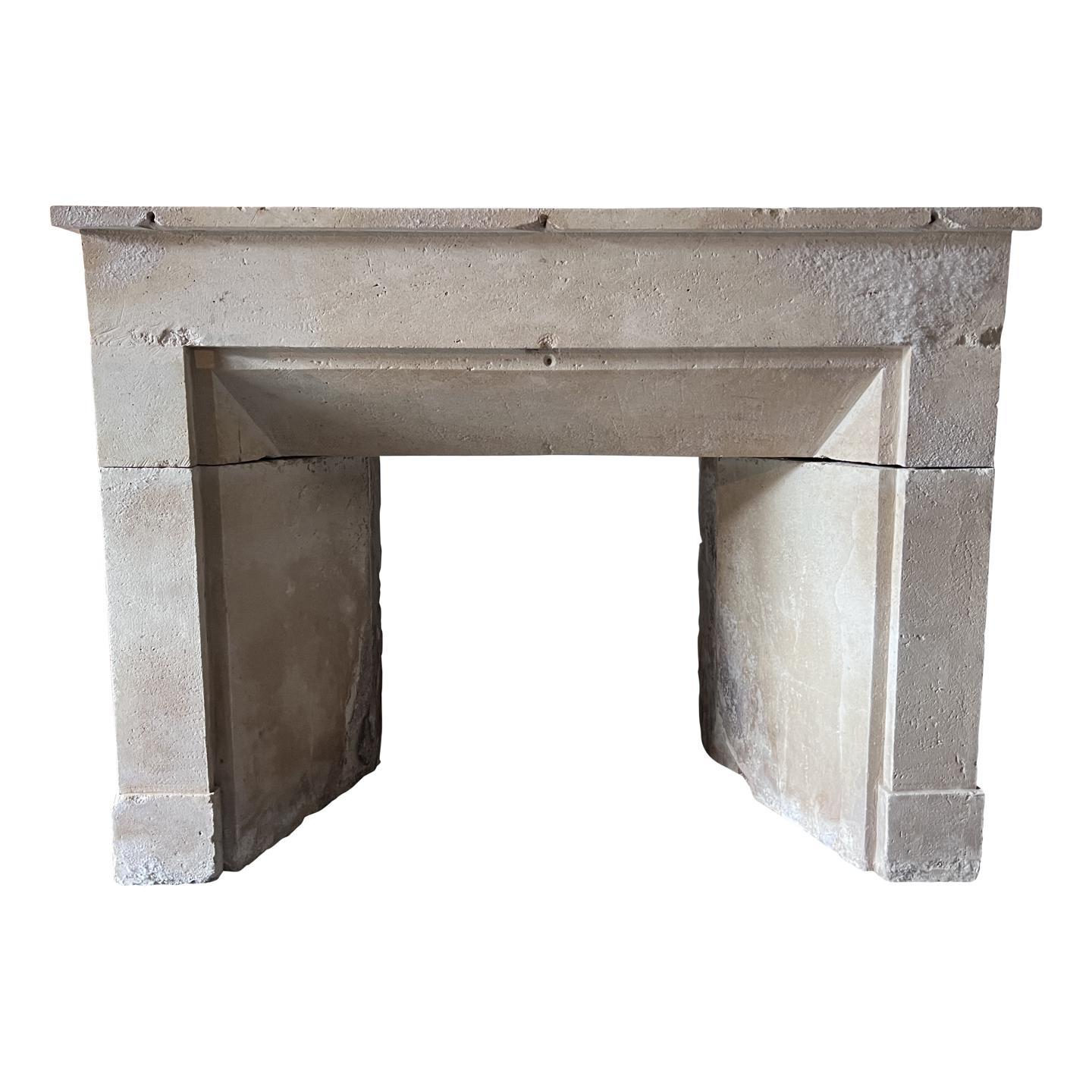 19th Century Limestone Fireplace Mantel