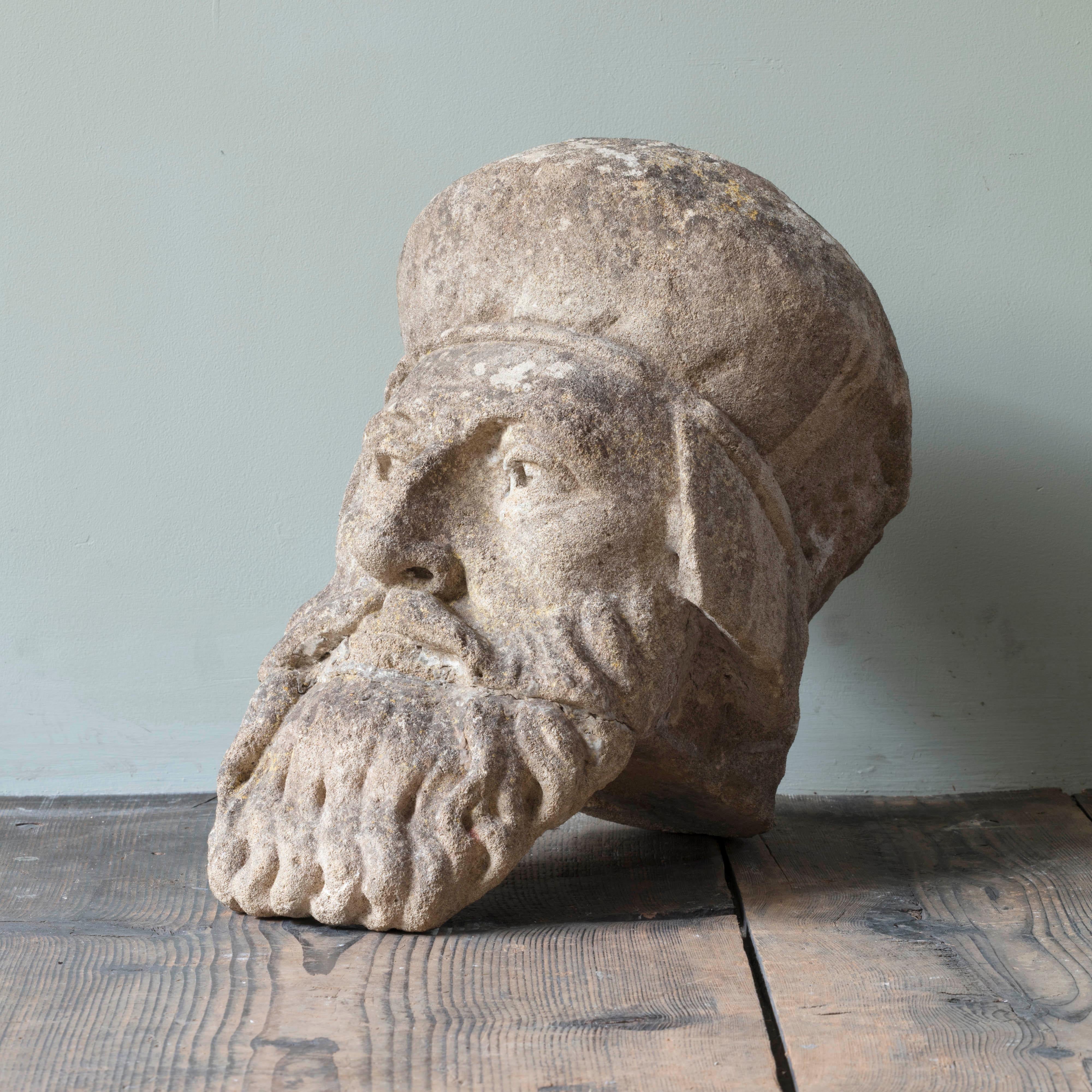 Neoclassical 19th Century Limestone Head Sculpture