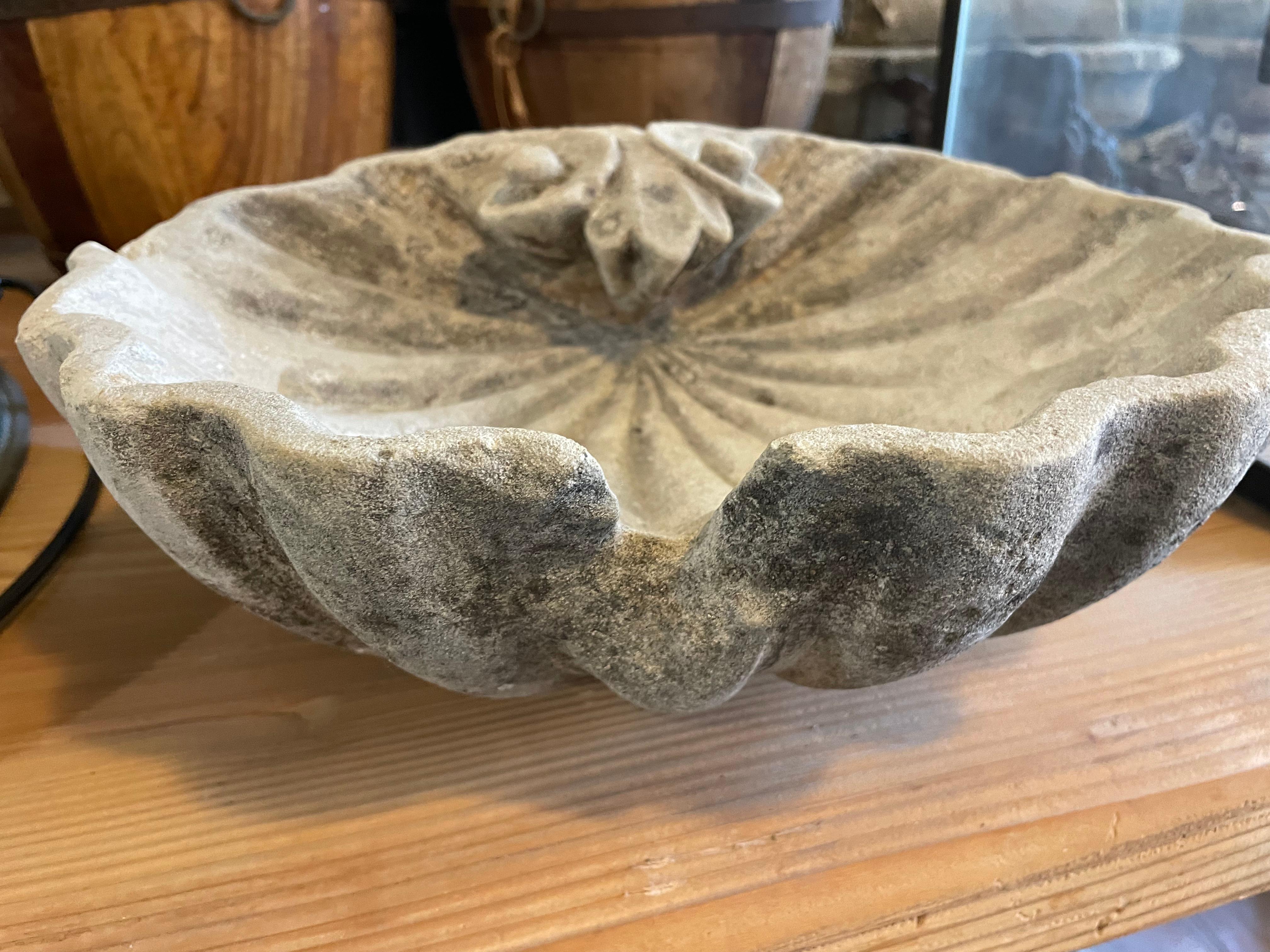 Hand-Carved 19th Century Limestone Holy Water Font For Sale