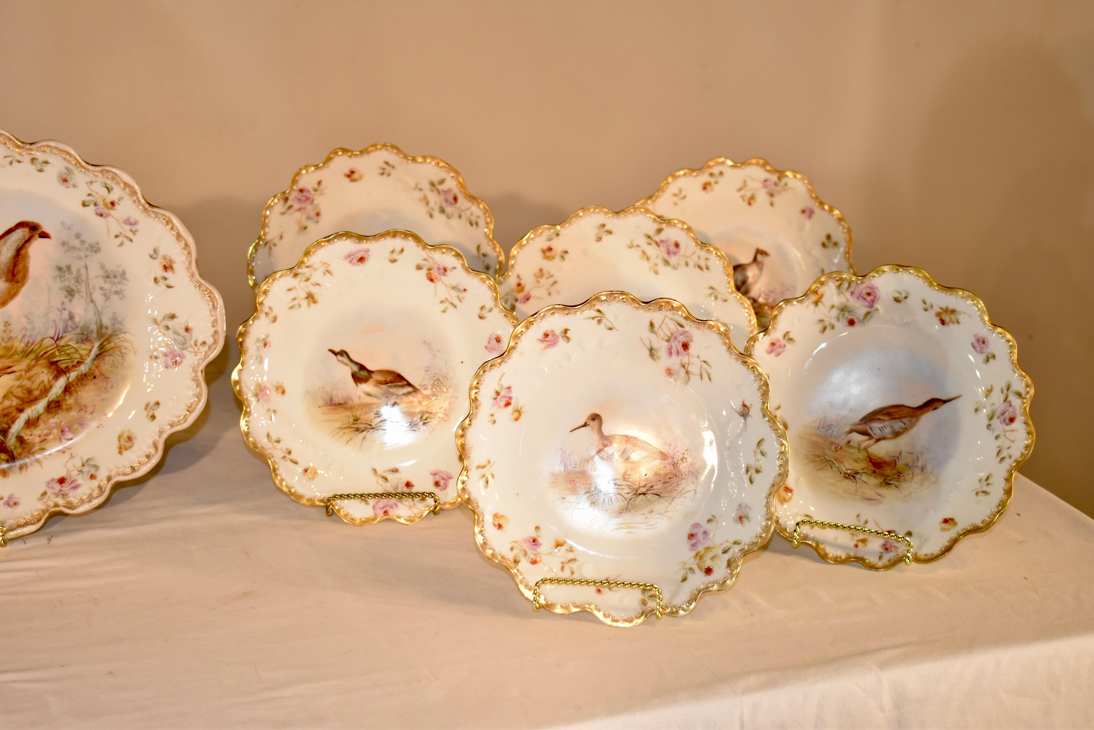 Hand-Painted 19th Century Limoges Game Bird Set For Sale