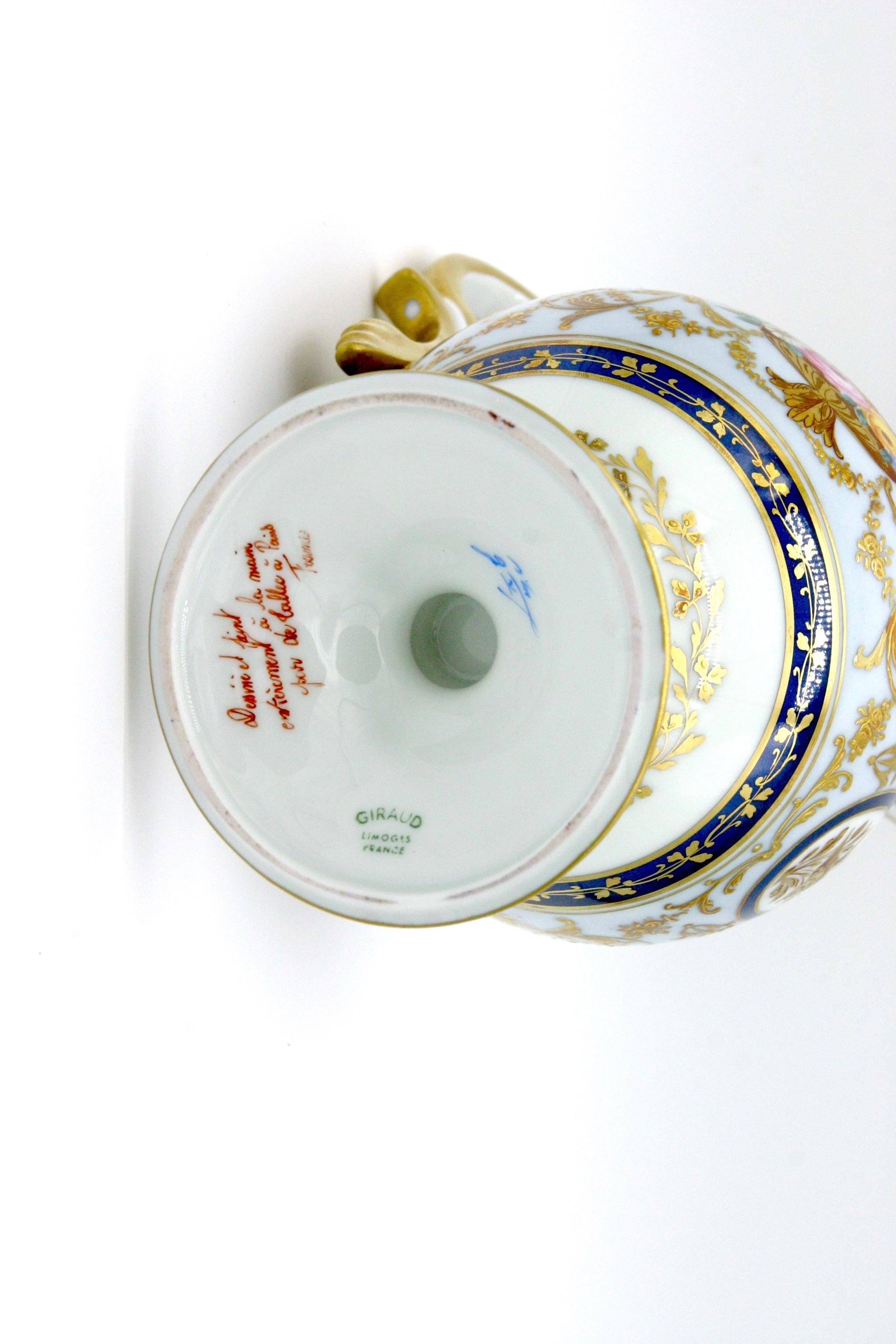 19th Century Limoges Gilt Porcelain Pitcher Set For Sale 14