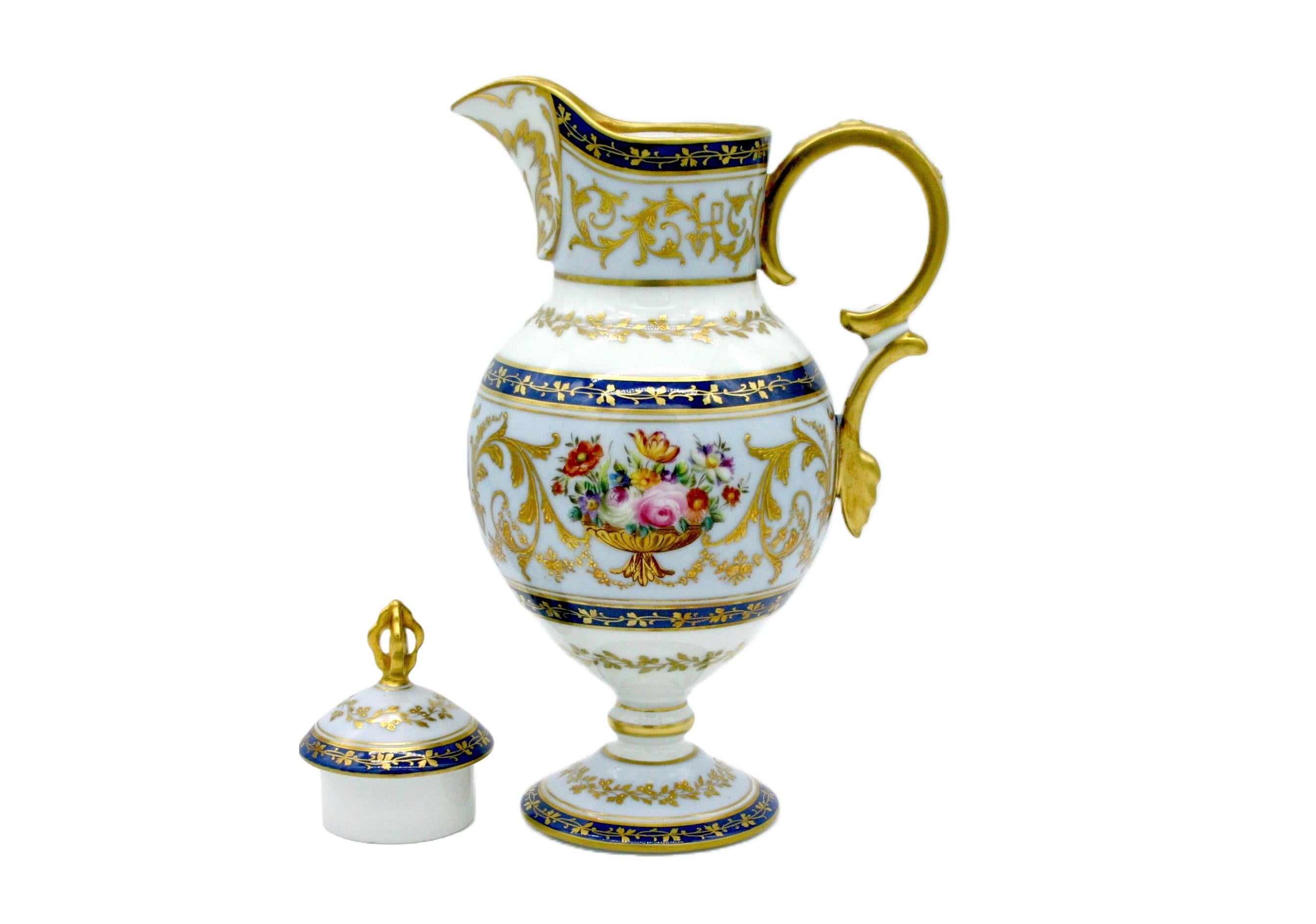 19th Century Limoges Gilt Porcelain Pitcher Set In Good Condition For Sale In Tarry Town, NY