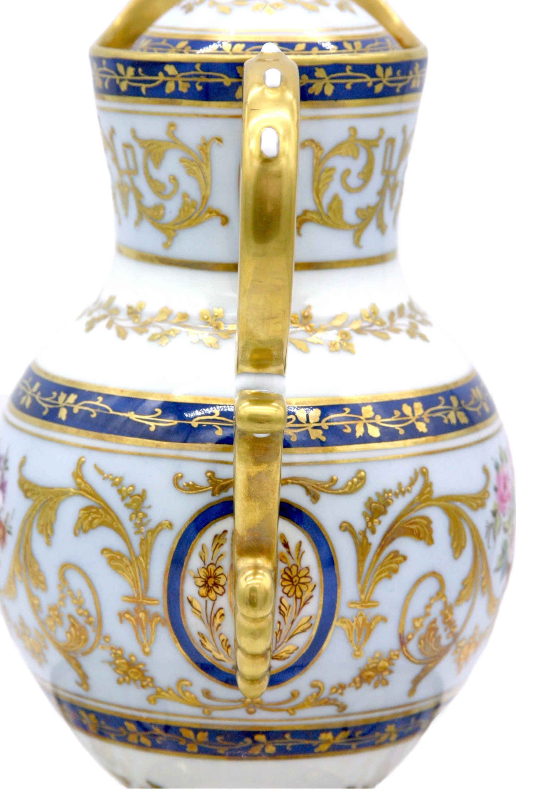 19th Century Limoges Gilt Porcelain Pitcher Set For Sale 3