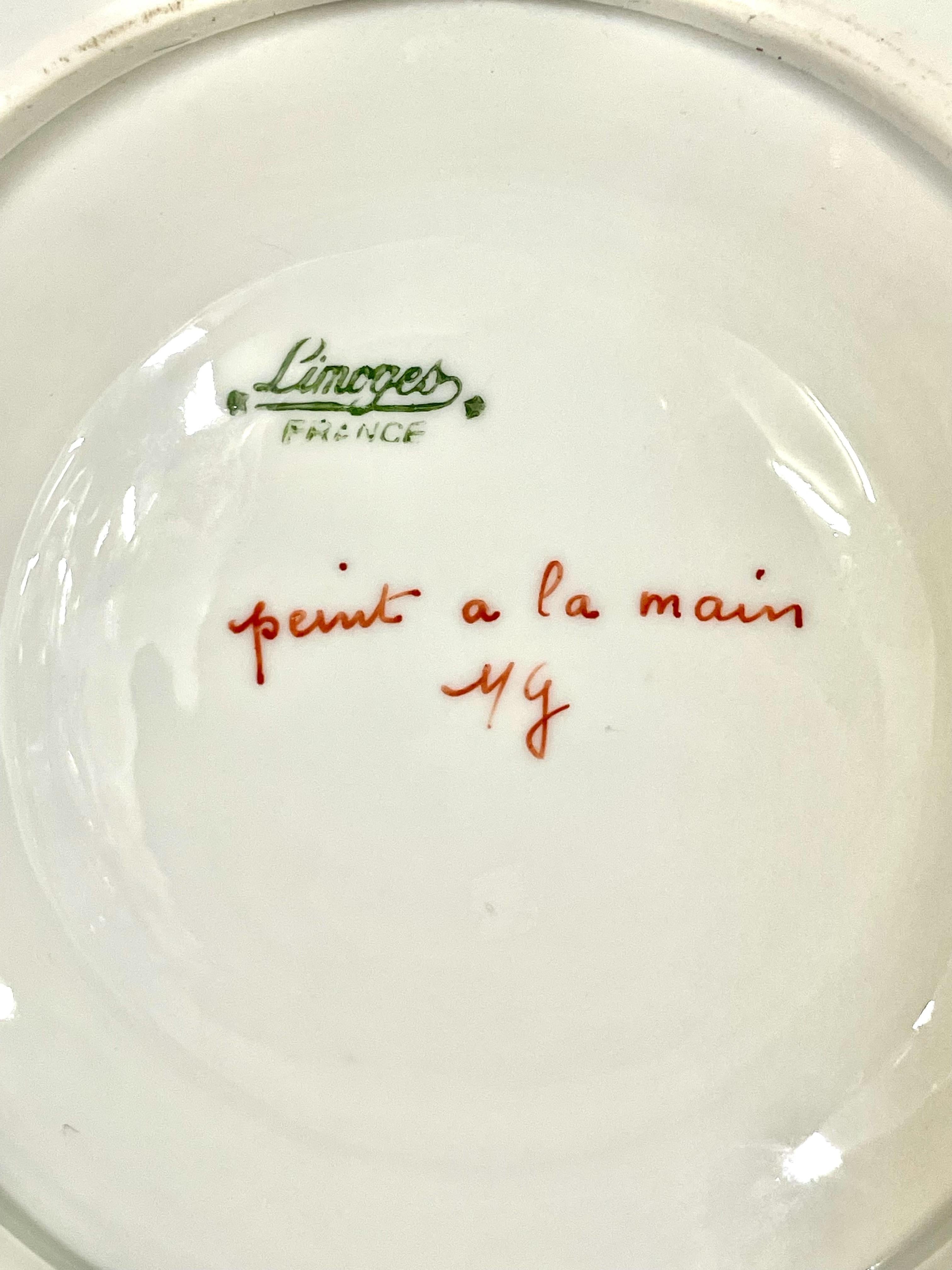 Juego de Sopera de Porcelana Rosa y Dorada de Limoges del Siglo XIX en venta 7