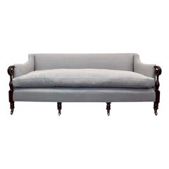 19th century linen upholstered, English  Sofa
